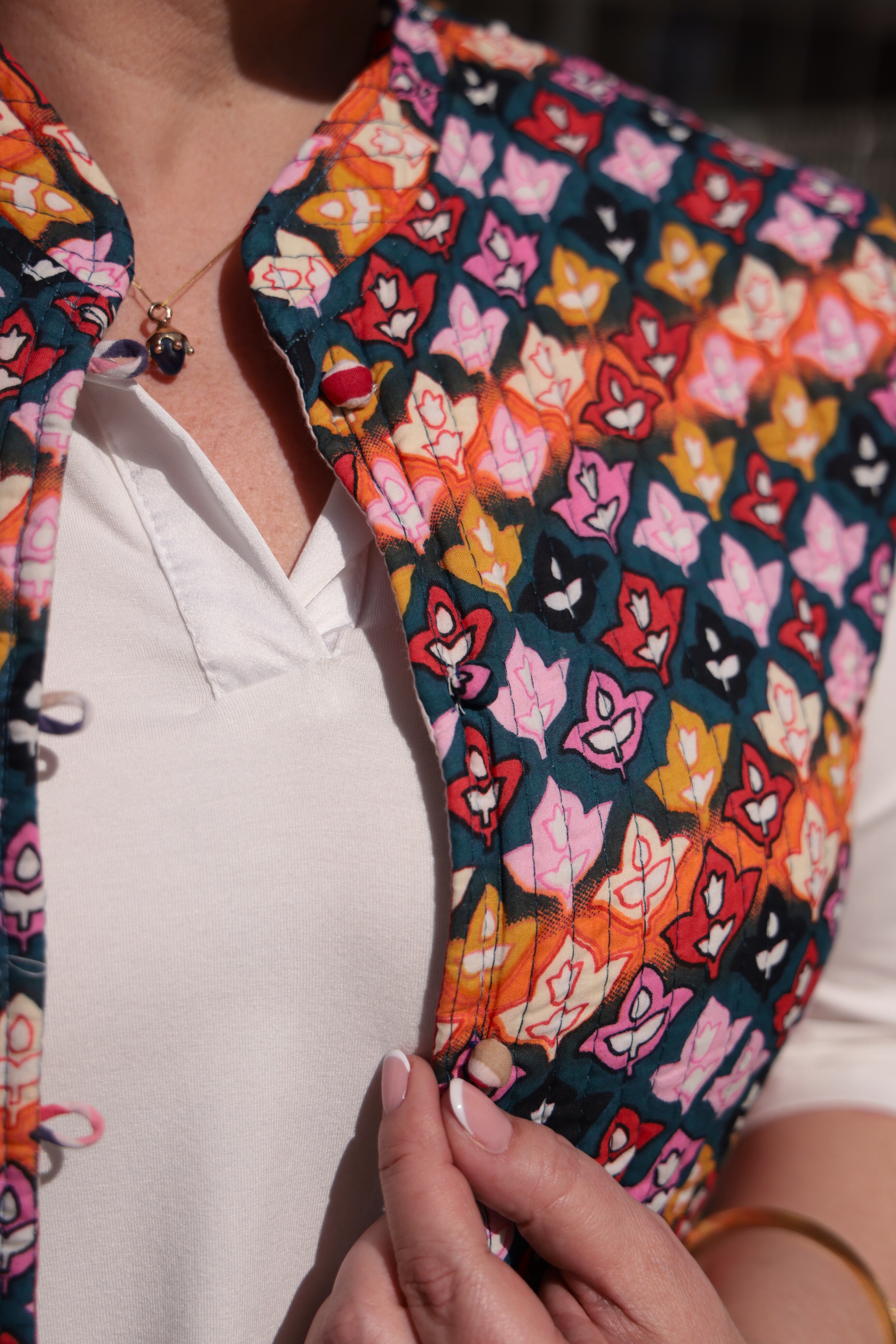 Gilet trapuntato in cotonne double face multicolor