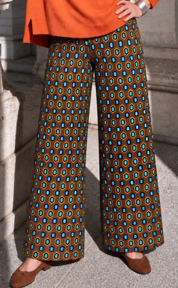 Pantalone Mosaico Tabacco donna in jersey di viscosa Tessimete – look donna