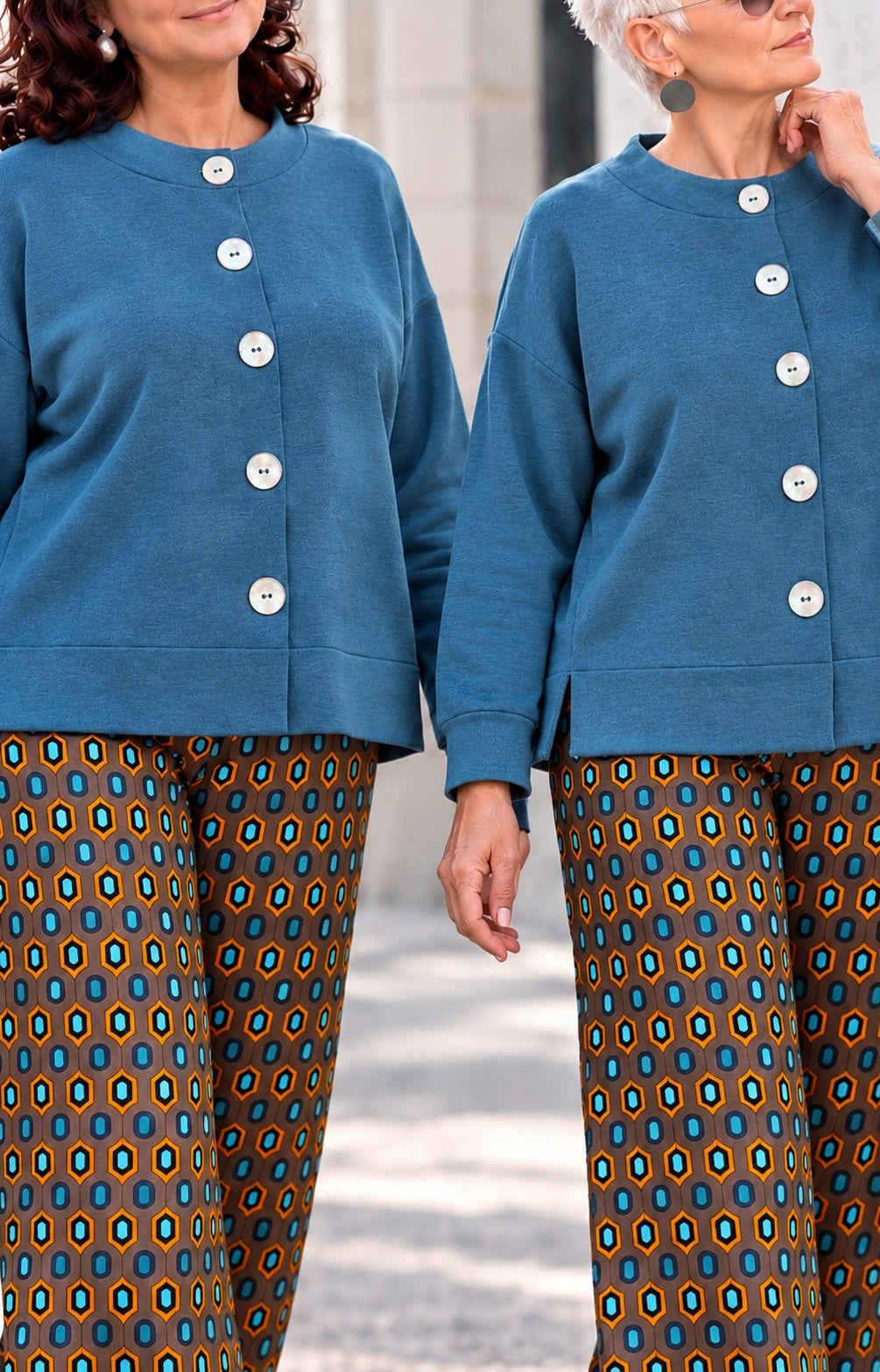 Pantalone Mosaico Tabacco donna in jersey di viscosa Tessimete – dettaglio tessuto