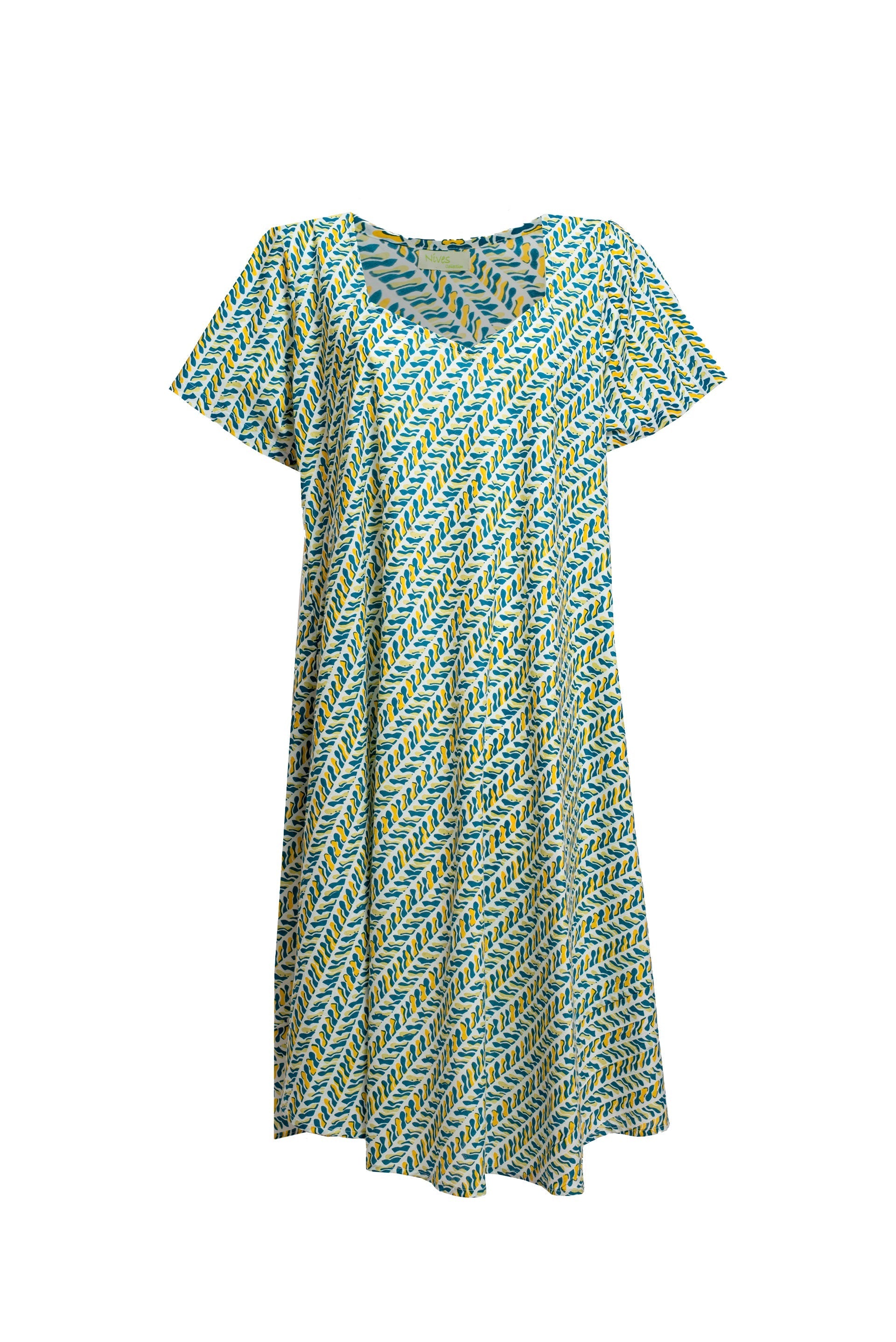 Vestito Cotone 100% bianco e giallo Ubeda