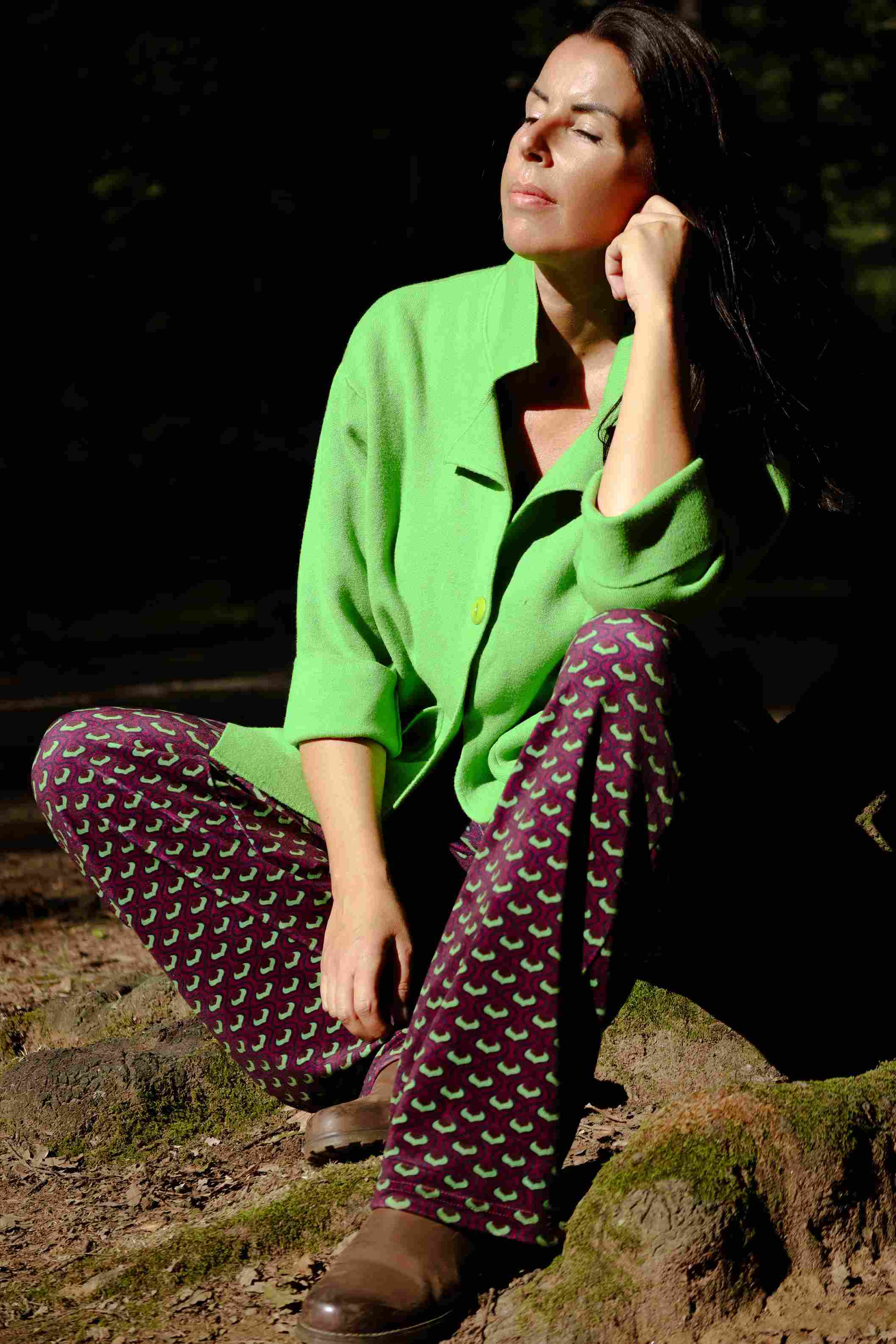 Pantalone Velvet Geometrie Mela & Melanzana (jersey vellutina)