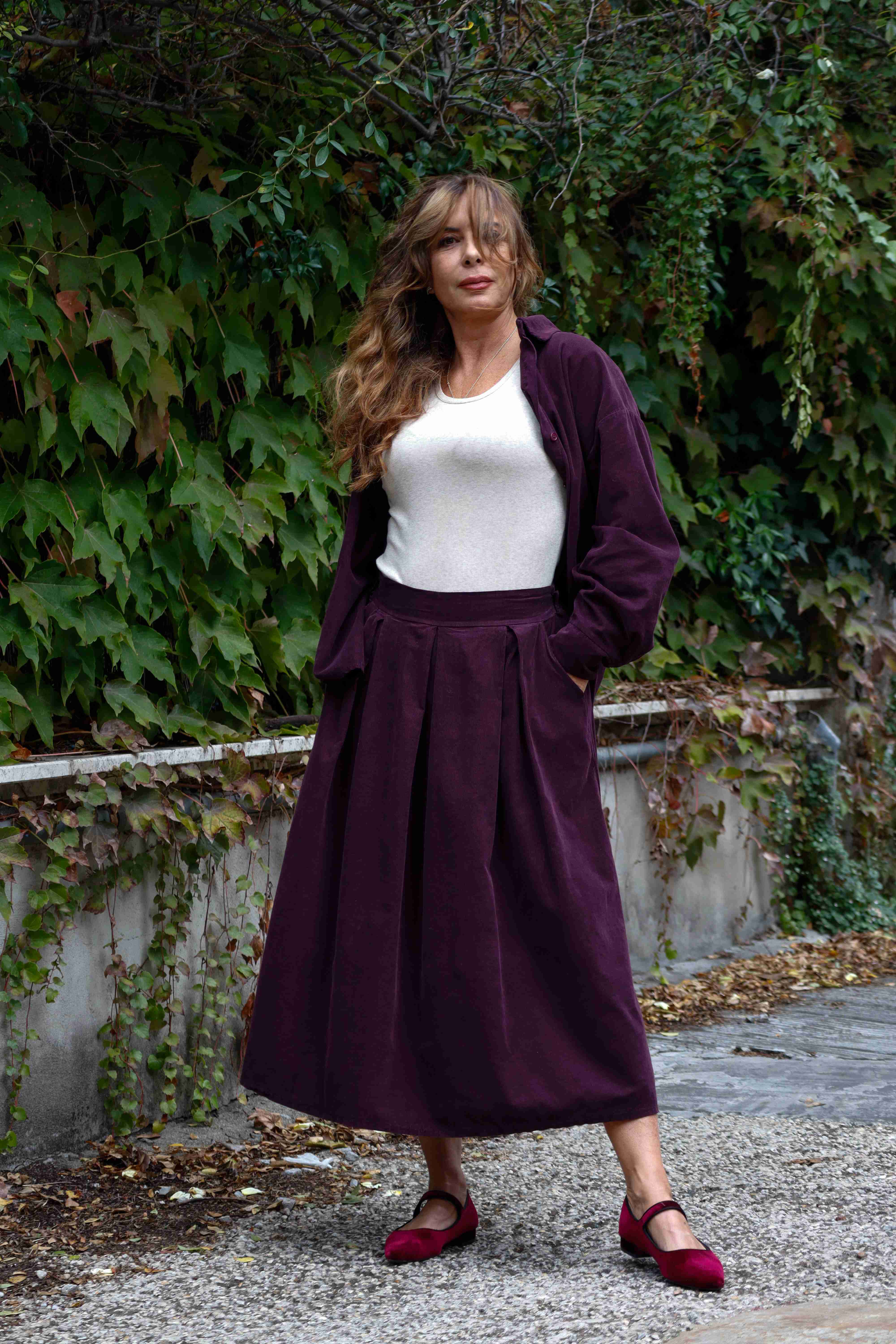 Camicia Soffio melanzana (velluto a costine)