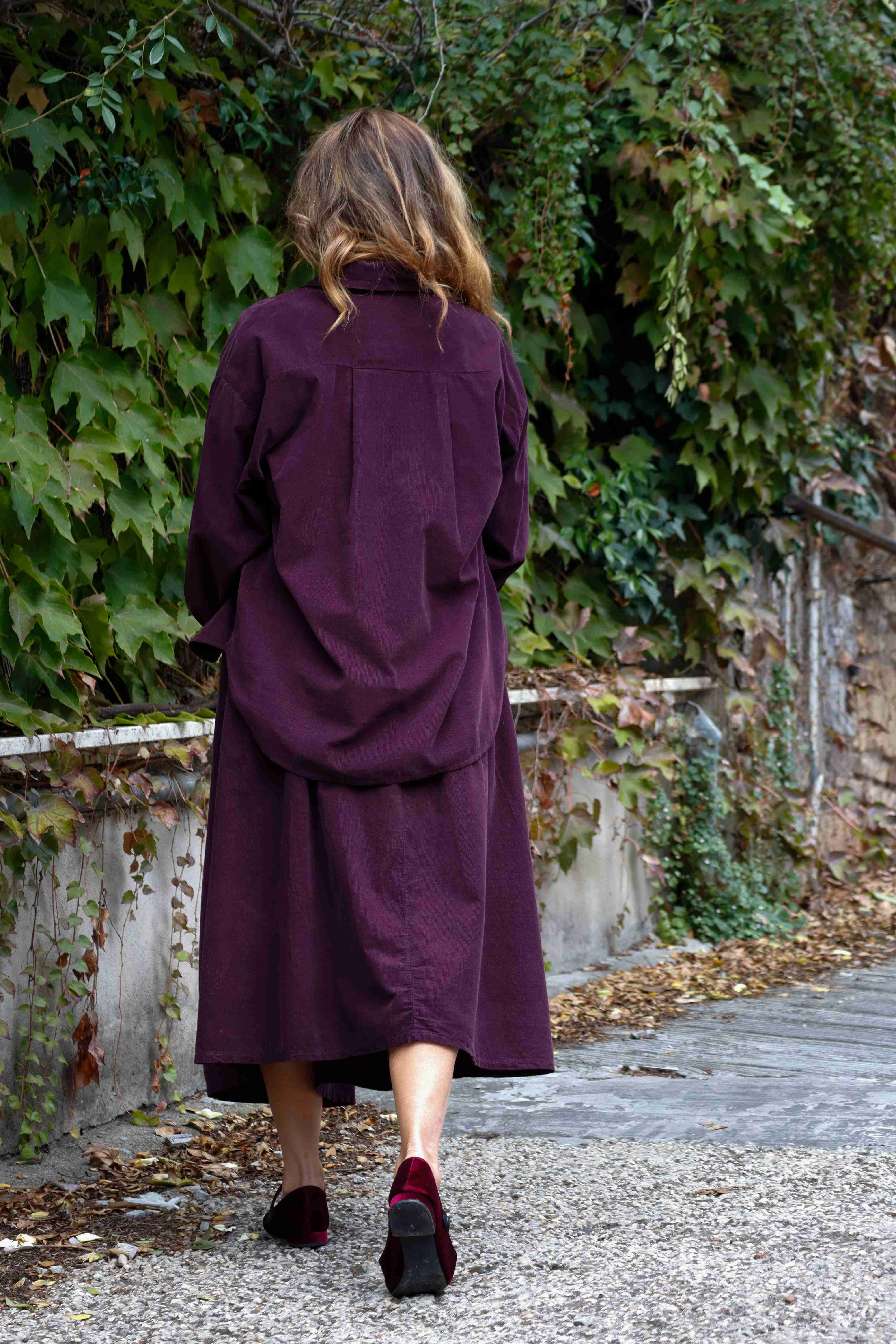 Camicia Soffio melanzana (velluto a costine)