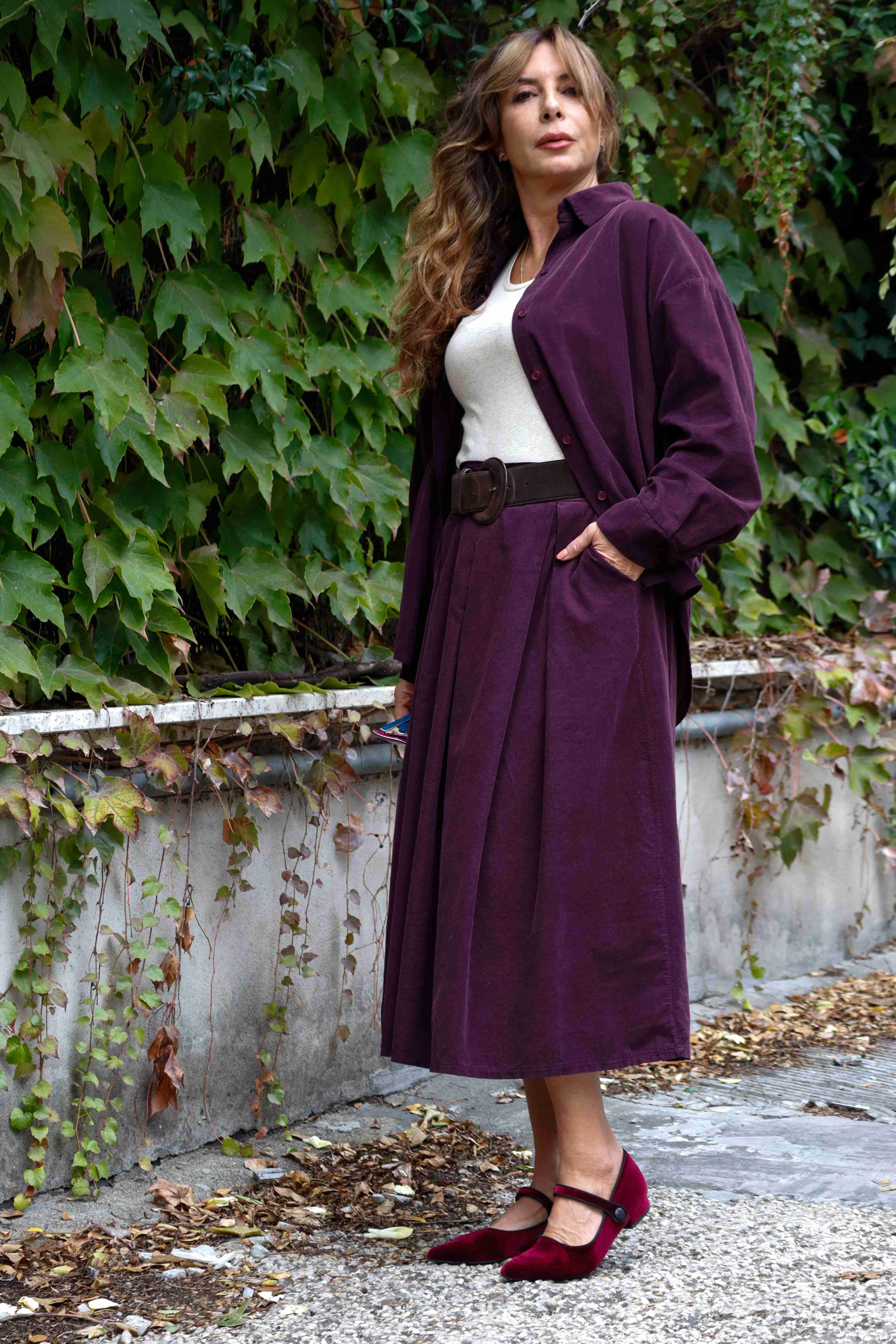 Camicia Soffio melanzana (velluto a costine)