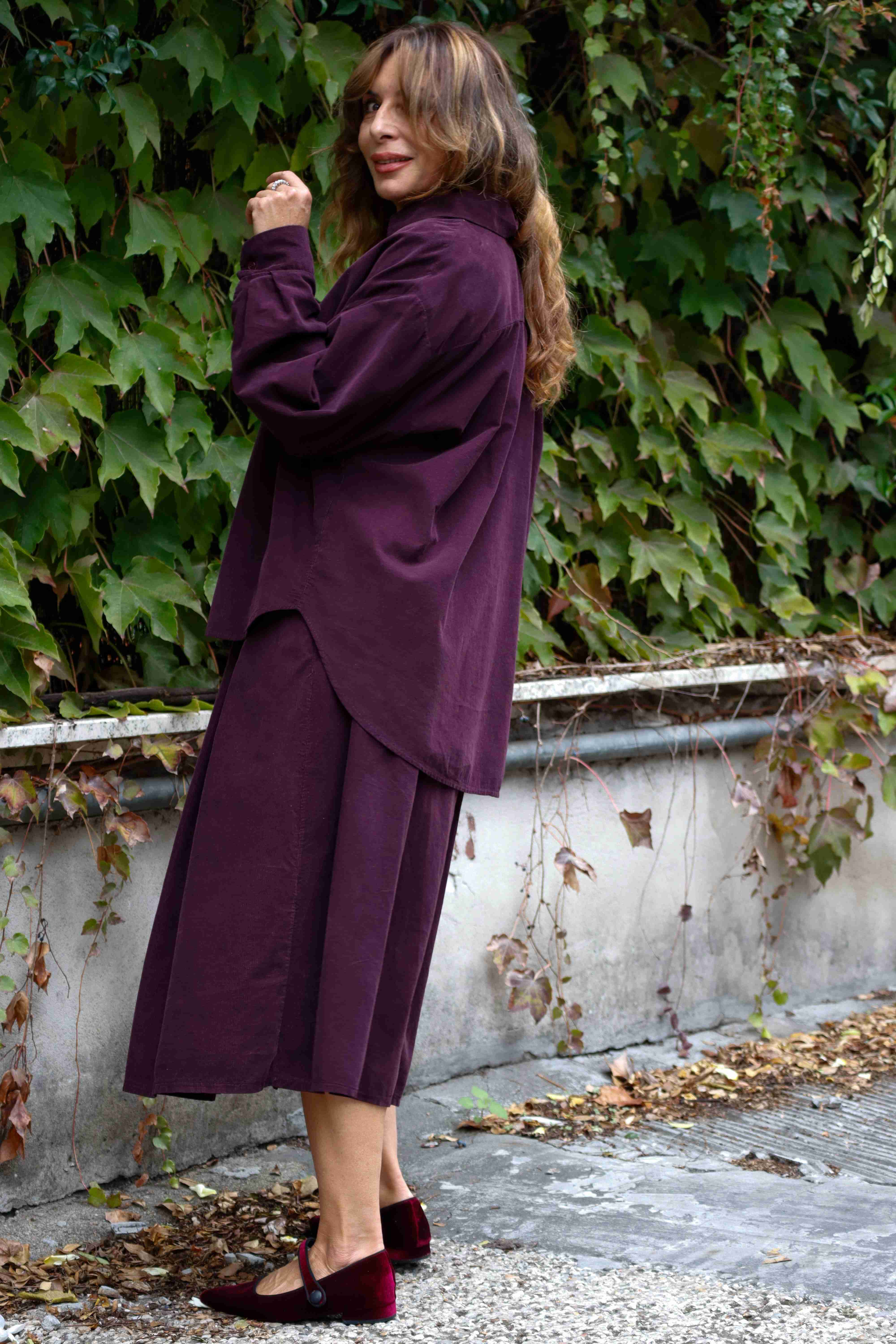 Soffio aubergine shirt (corduroy)