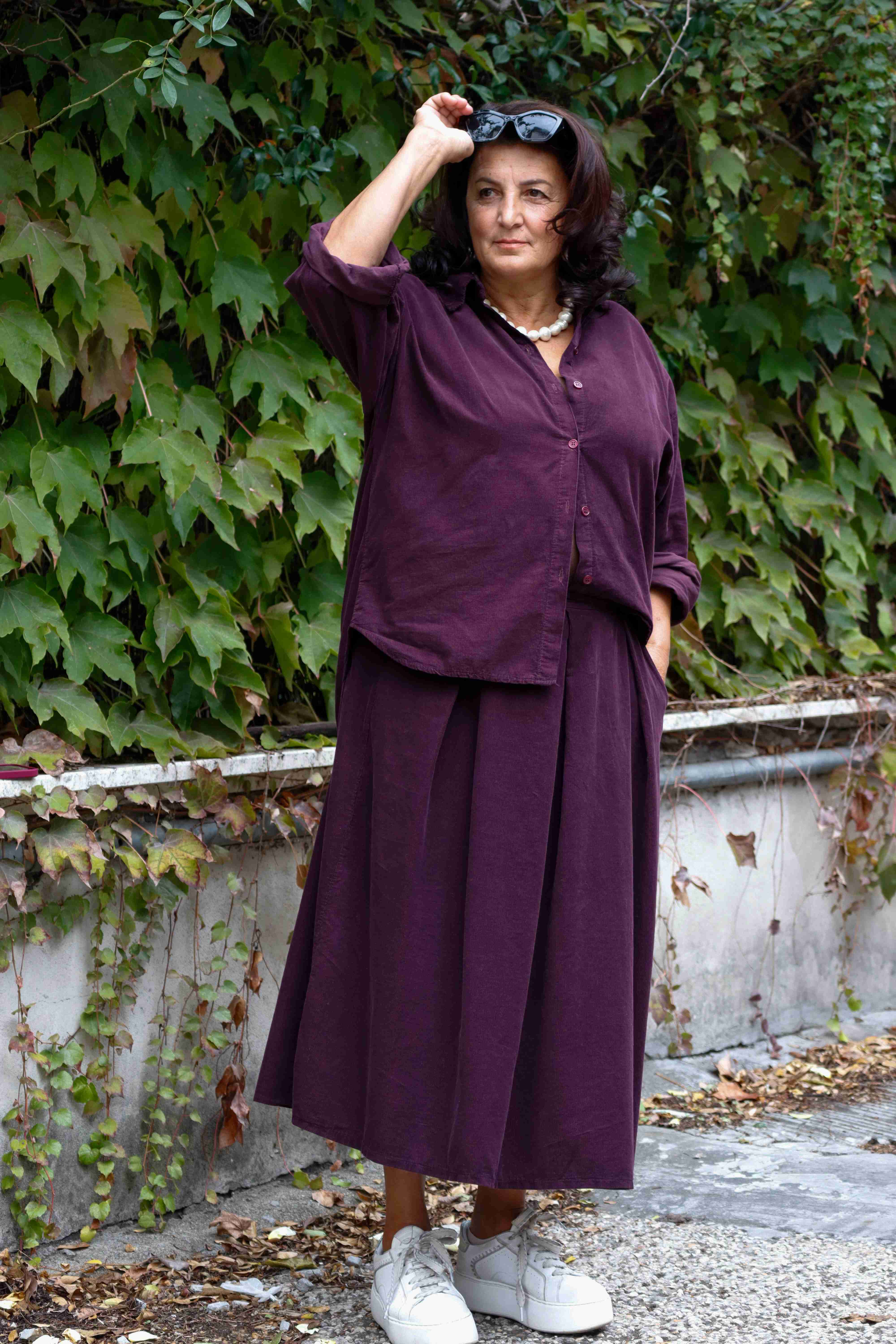 Camicia Soffio melanzana (velluto a costine)