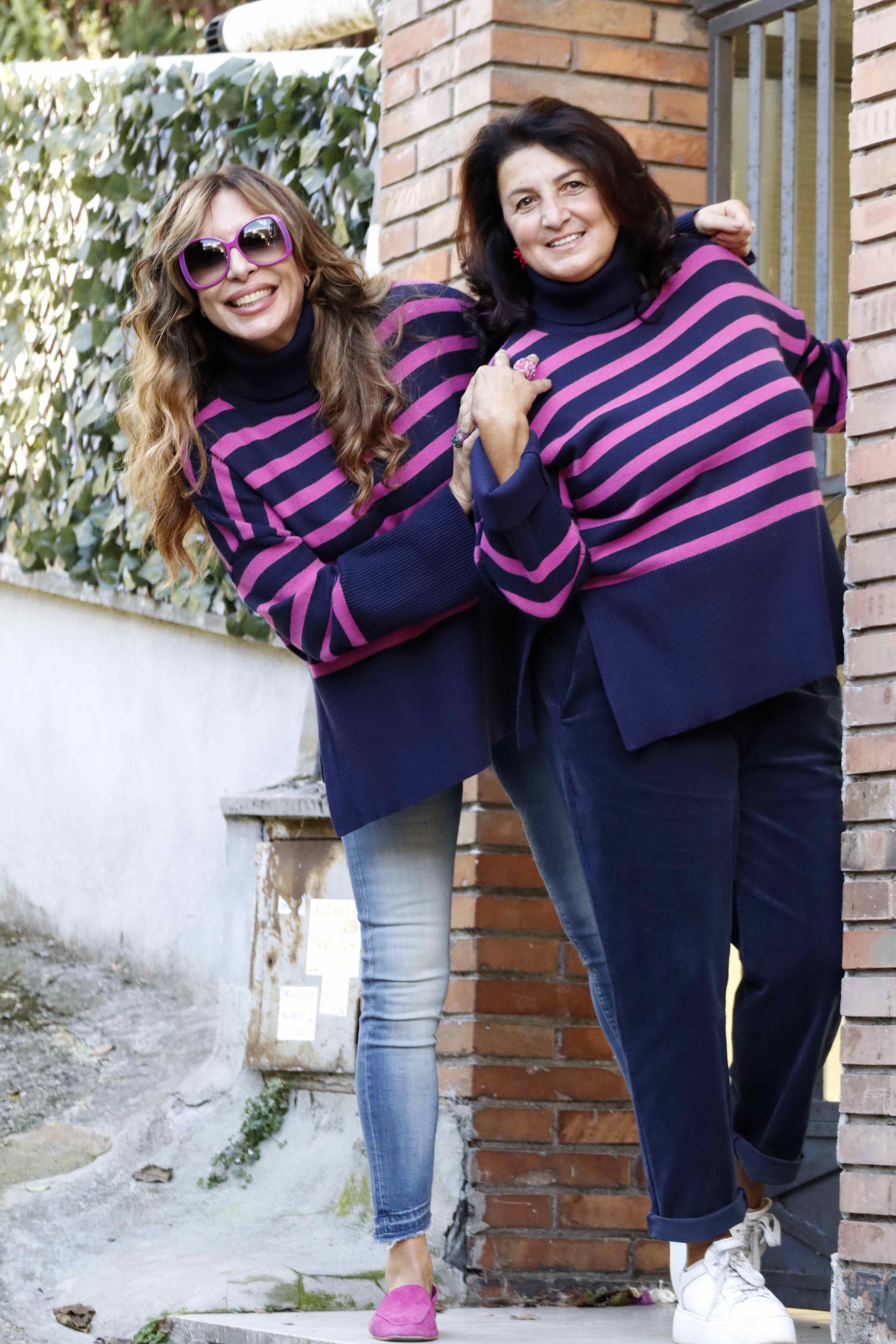 Maglione Onde d’Inverno Righe Blu e Ciclamino (viscosa)