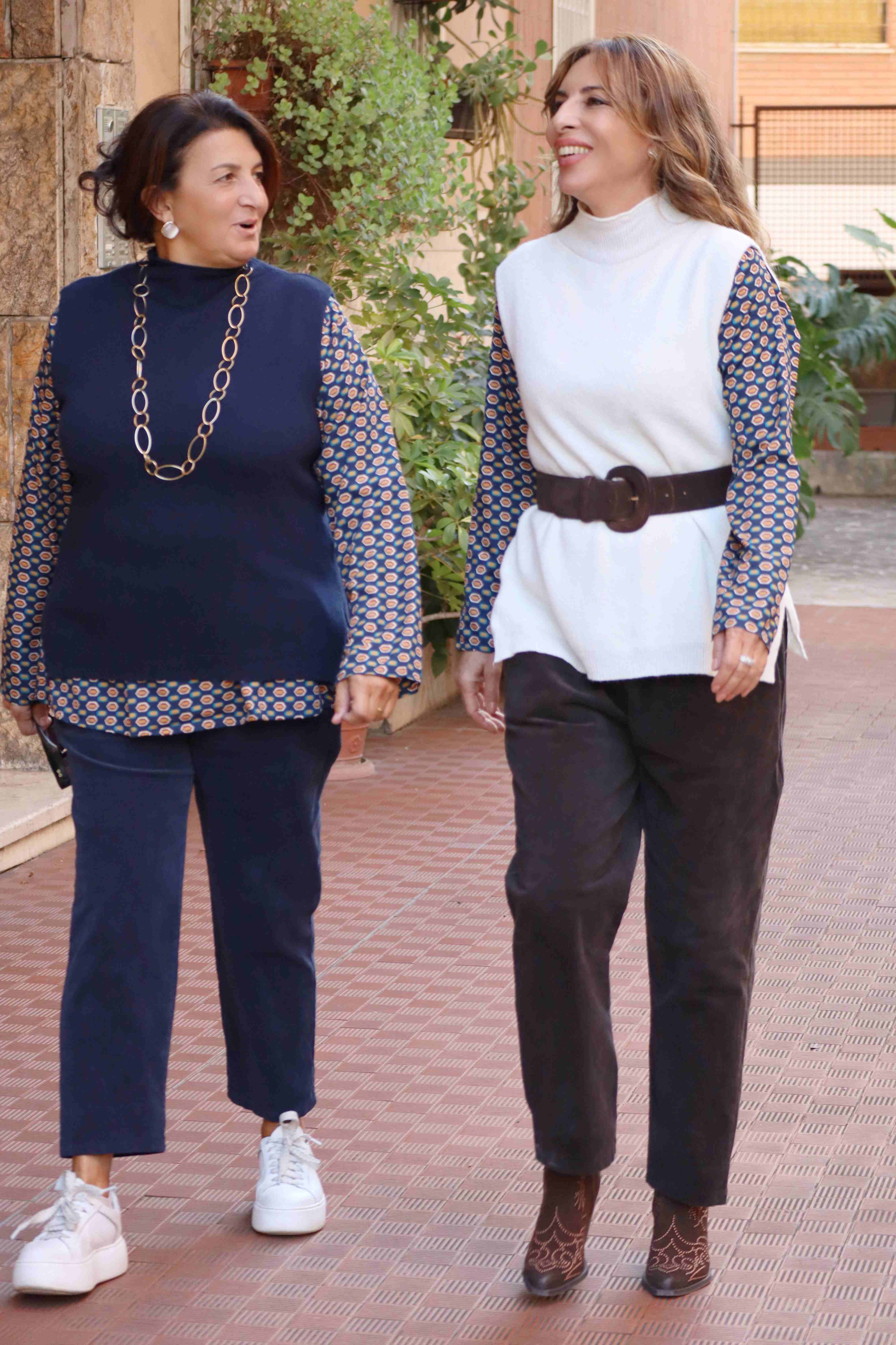 Gilet Punto riso blu (lana e cashmere)