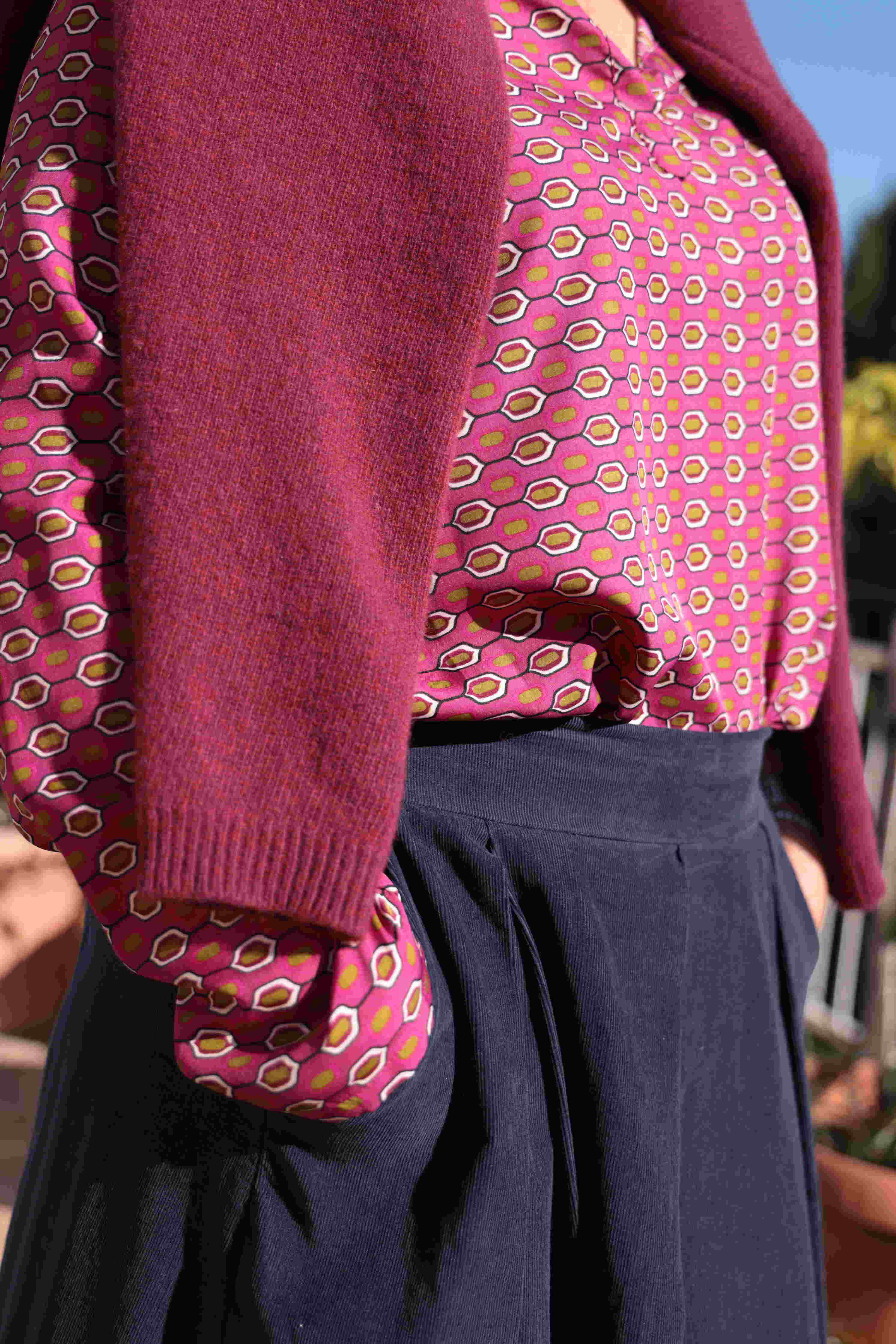 Falda Midi Essenza en Azul (Pana)