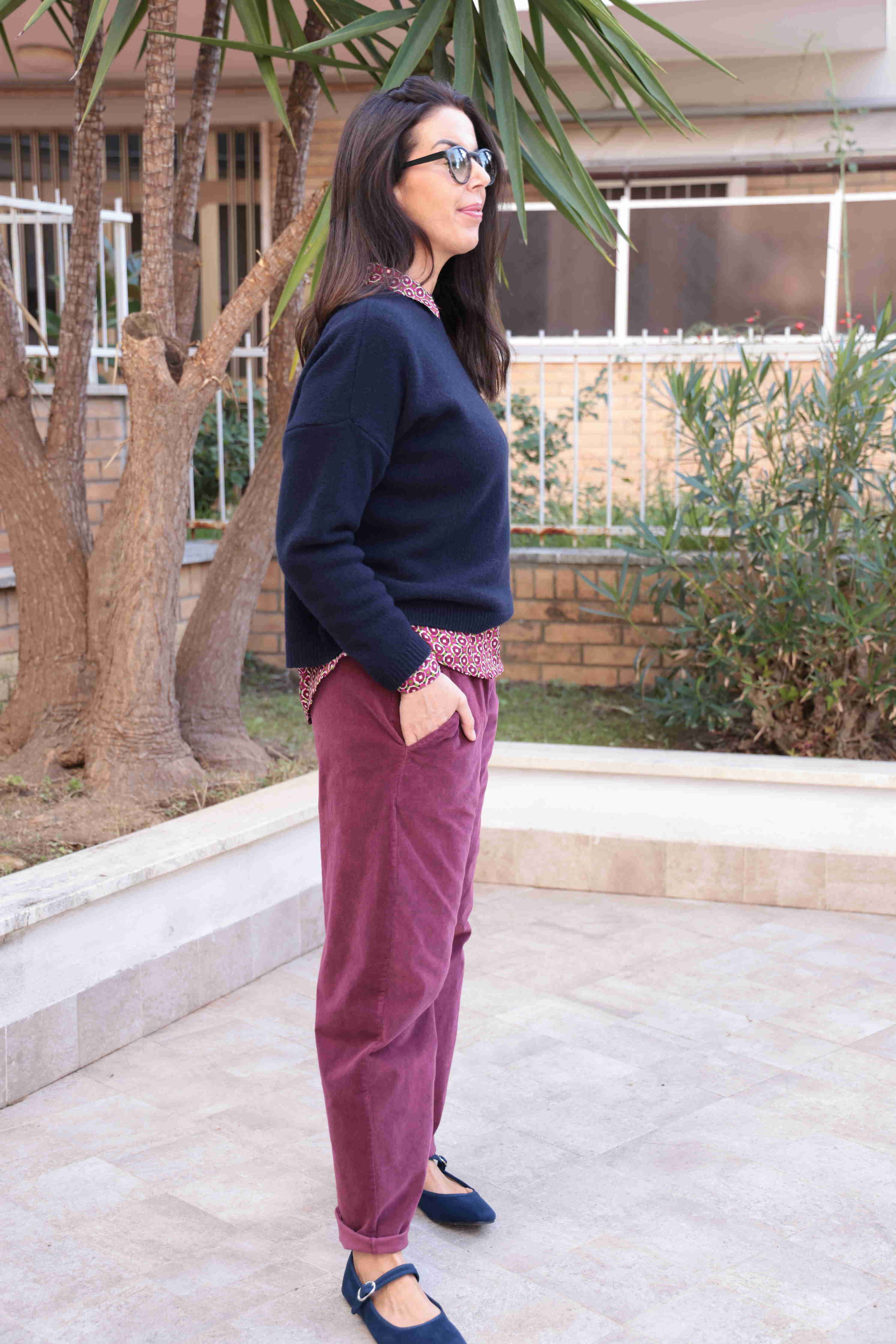 Pantalone Comfly Bordeaux (velluto a costine)