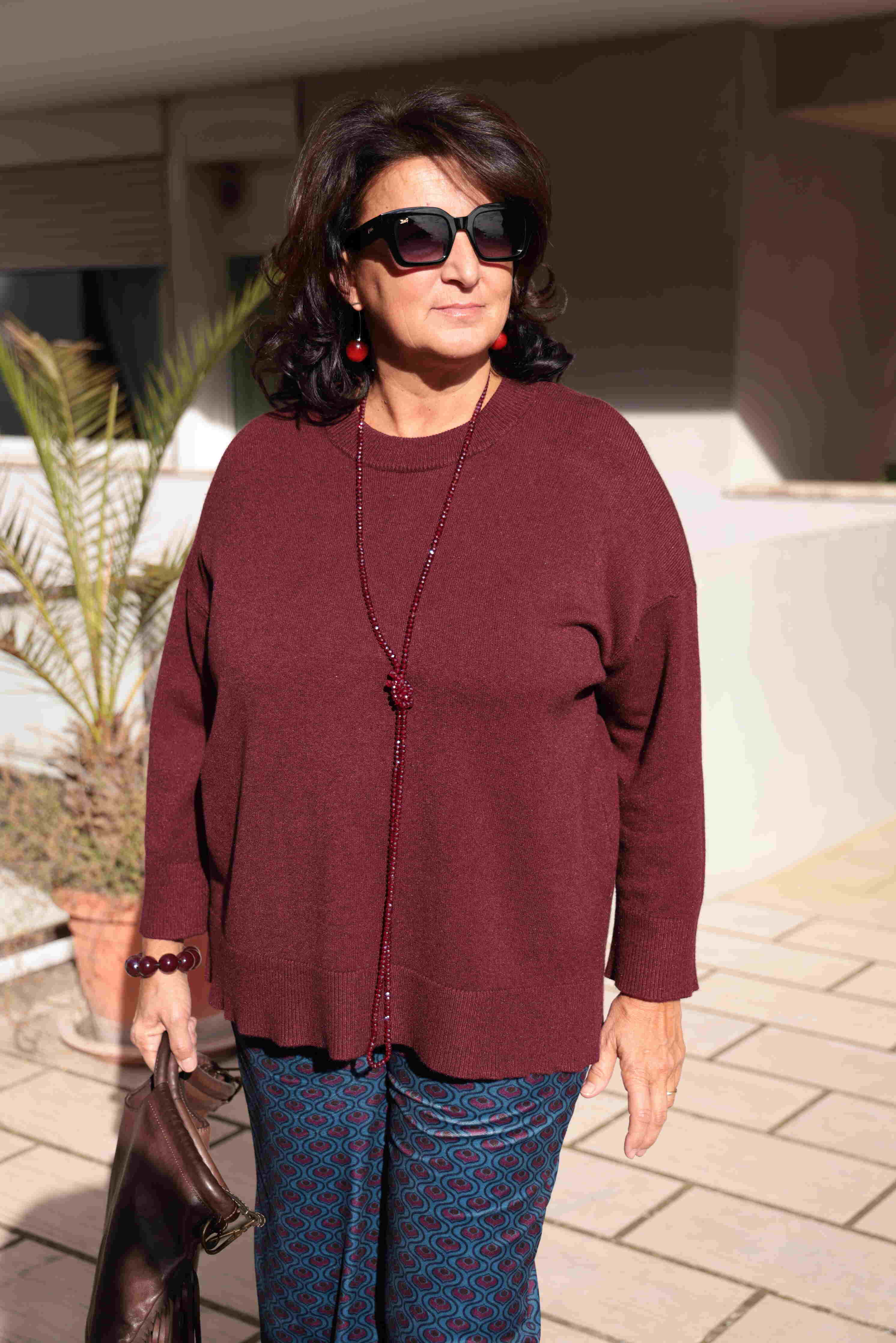 Suéter Burdeos de invierno para la noche (viscosa)