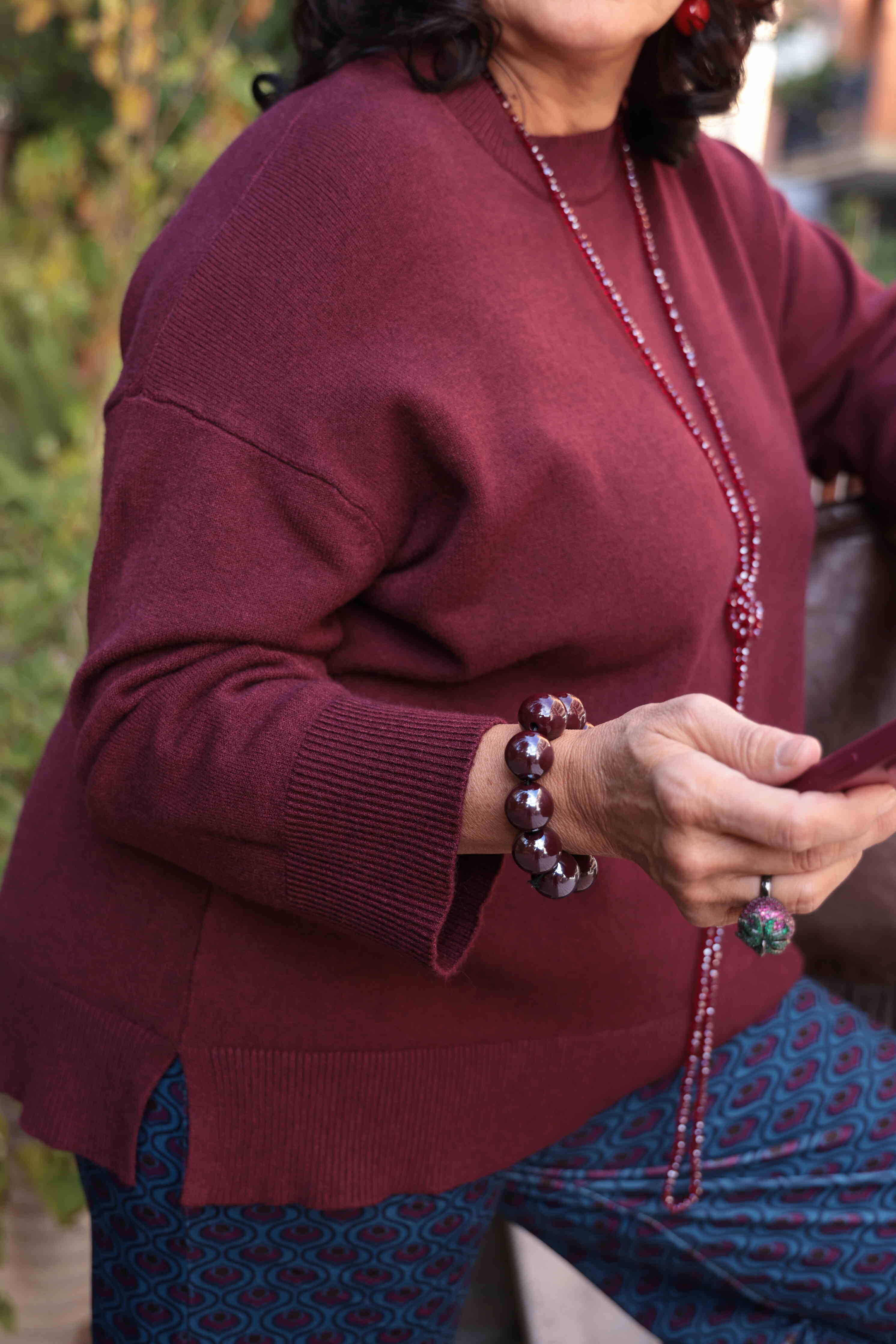 Suéter Burdeos de invierno para la noche (viscosa)
