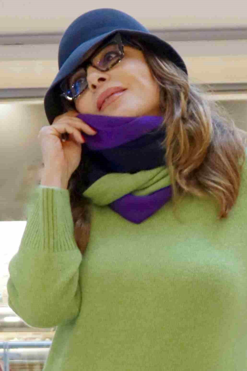 Collo scaldacollo tubolare tricolore lana e cashmere pistacchio viola e blu
