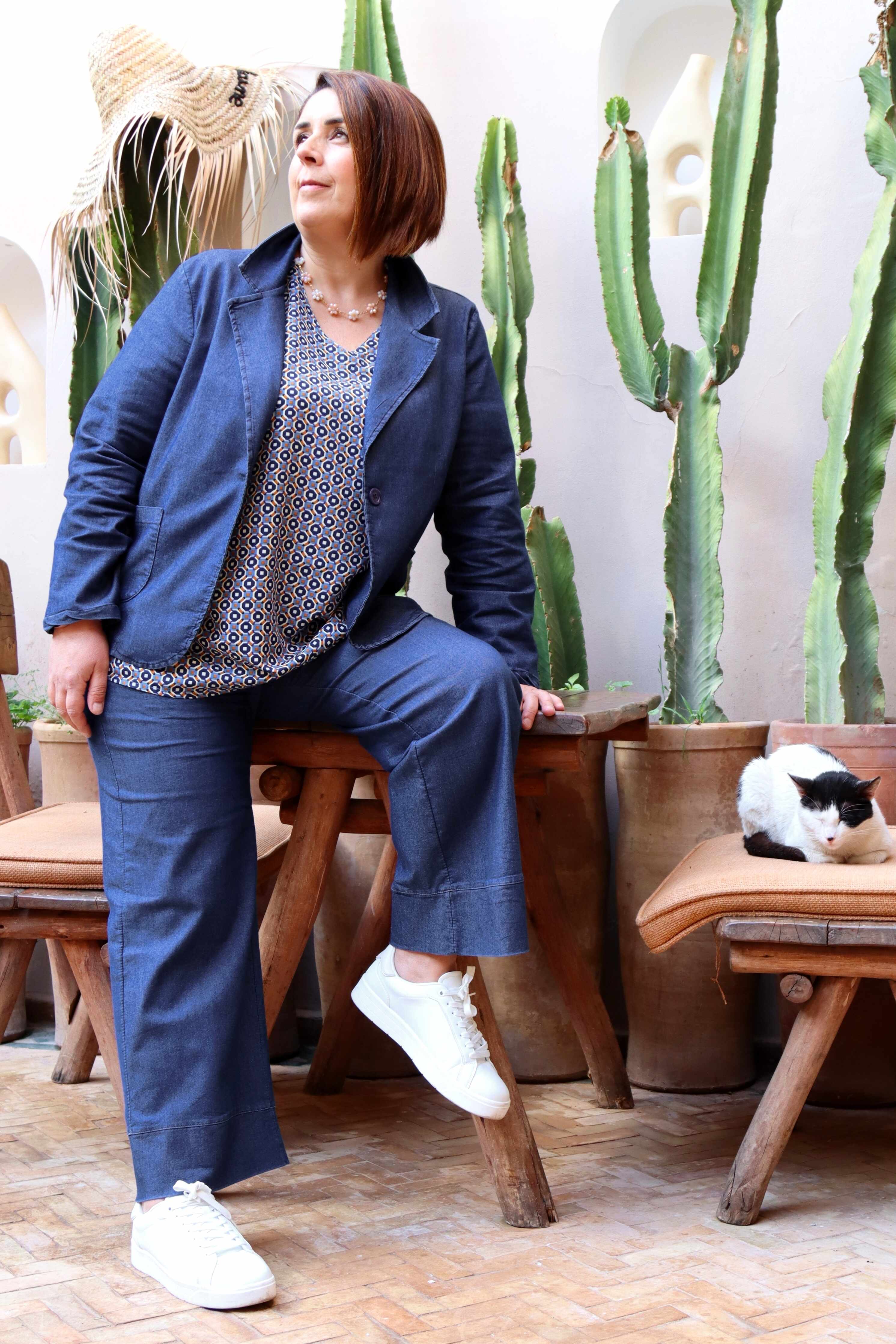 Pantalone Palazzo Jeans cotone elasticizzato