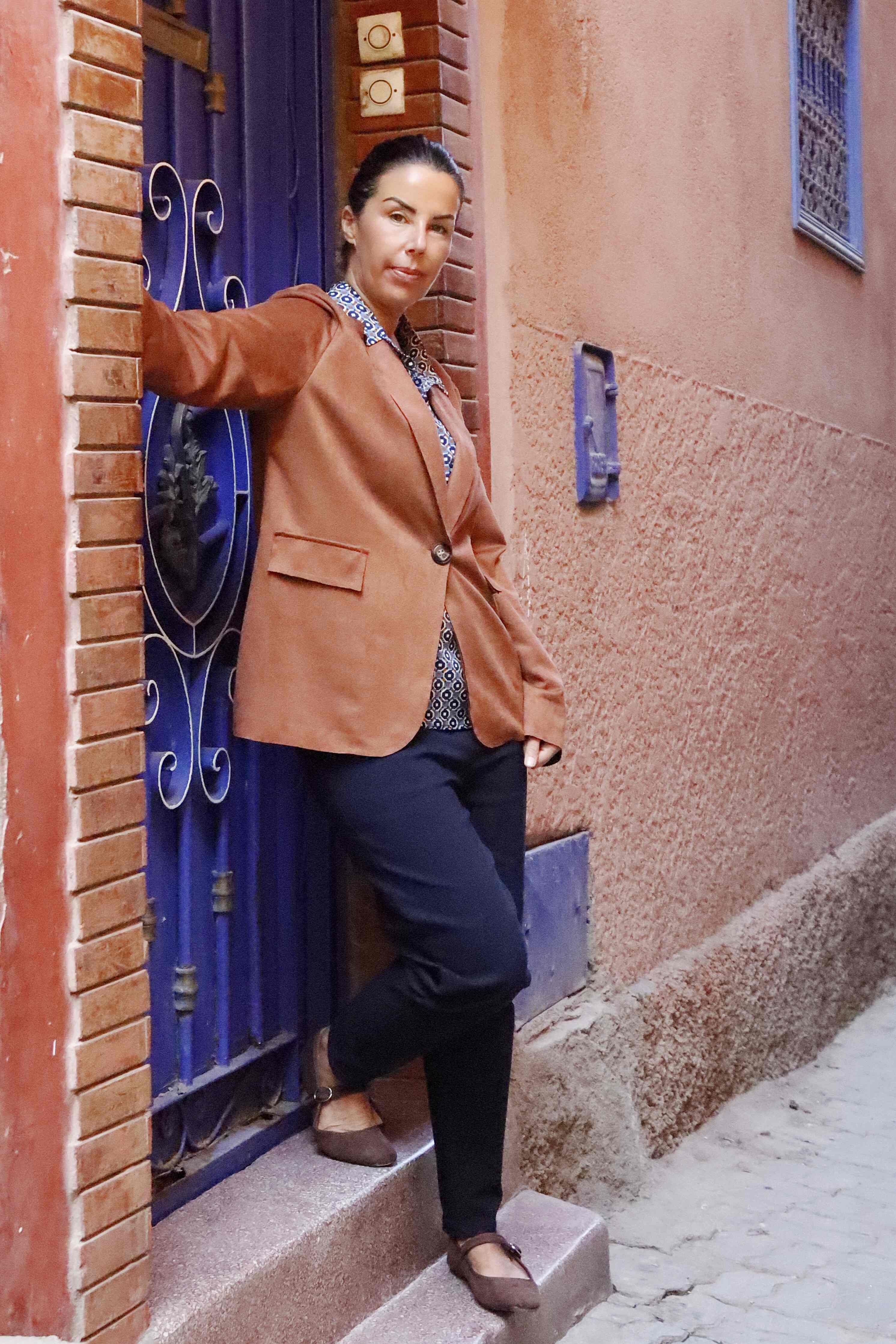 Pantalone dritto Blu in Jersey di Tecnoviscosa Stretch