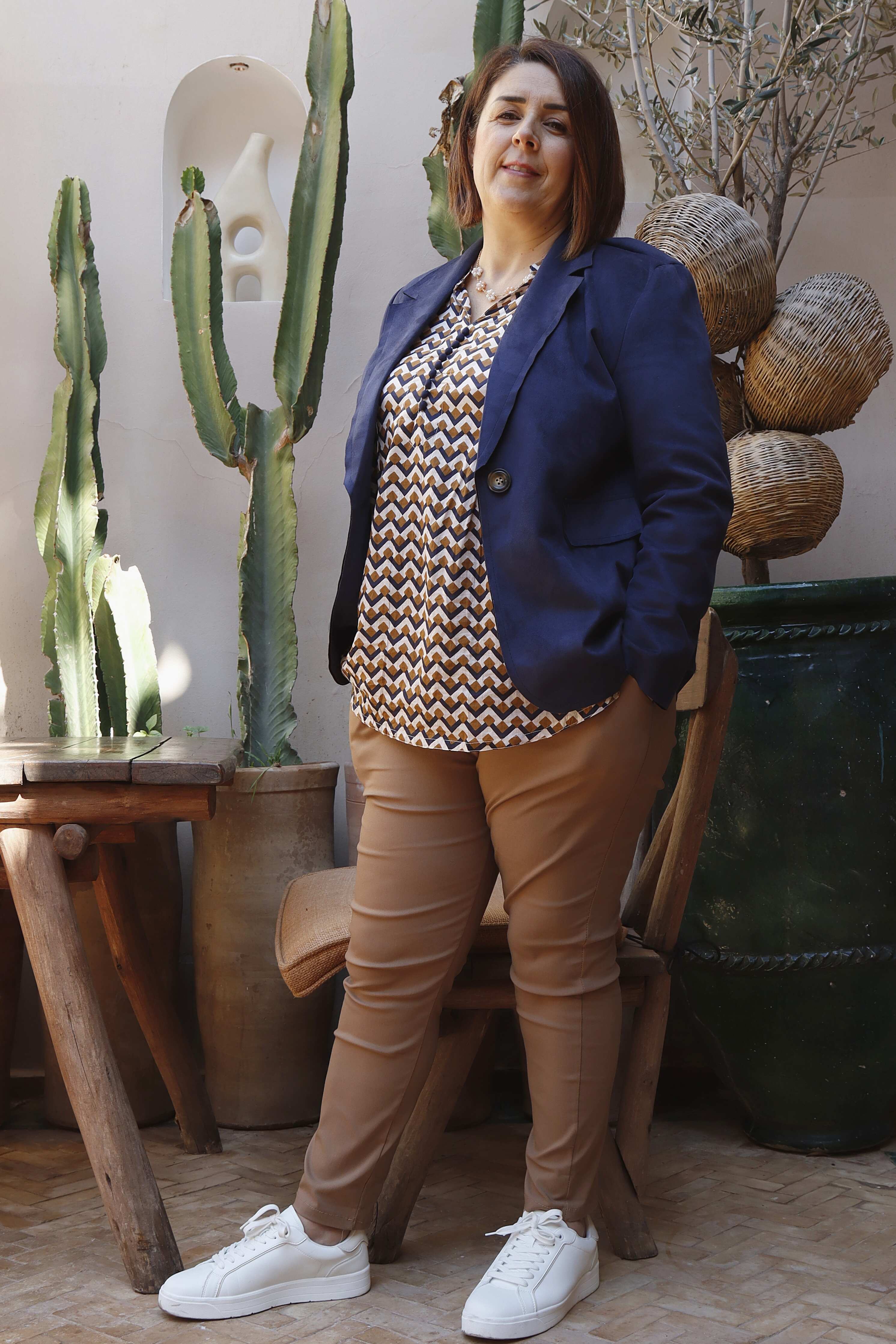 Blusa lunga in Cotone con Stampa Geometrica