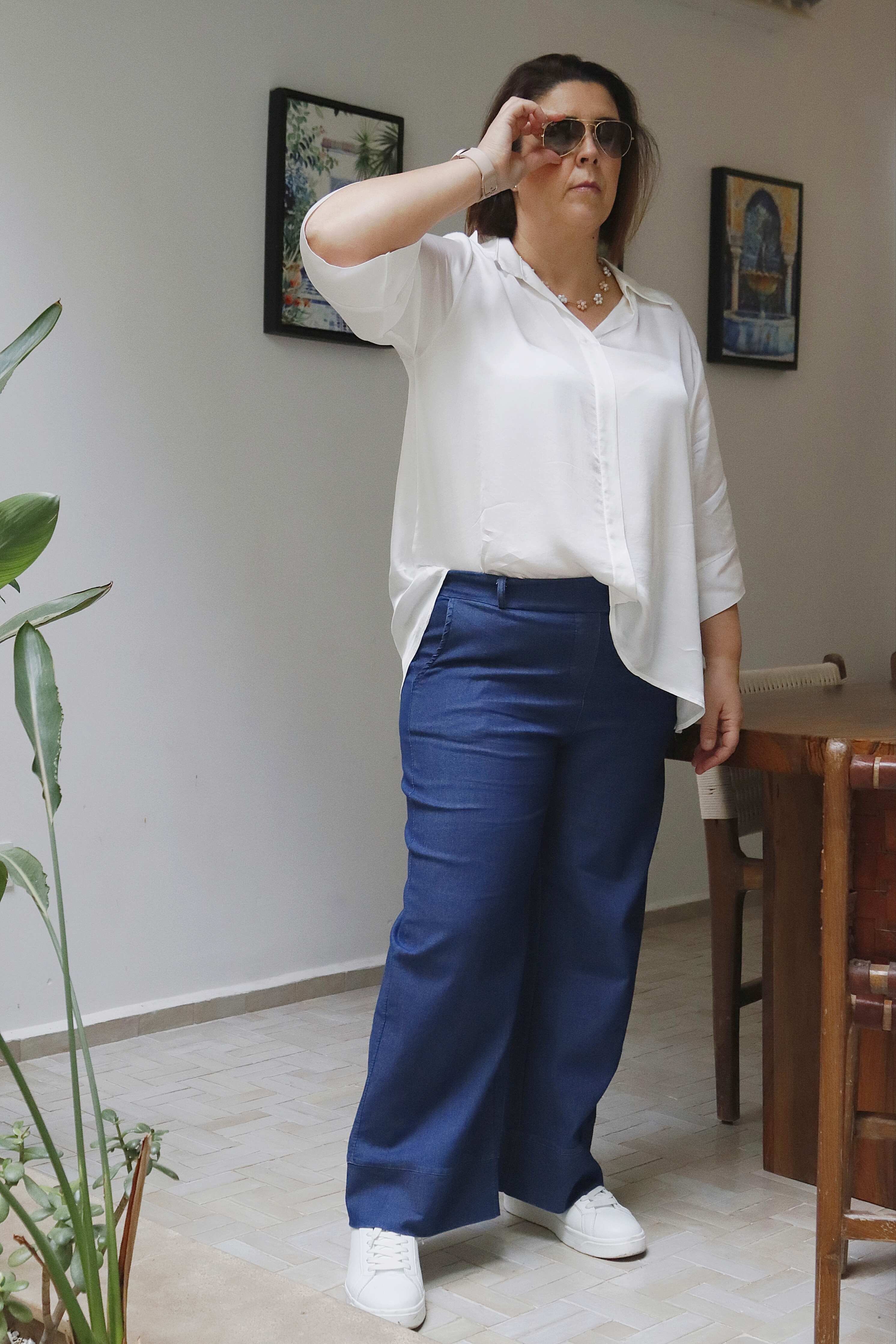 Camicia Bianca in Raso di Viscosa Oversize