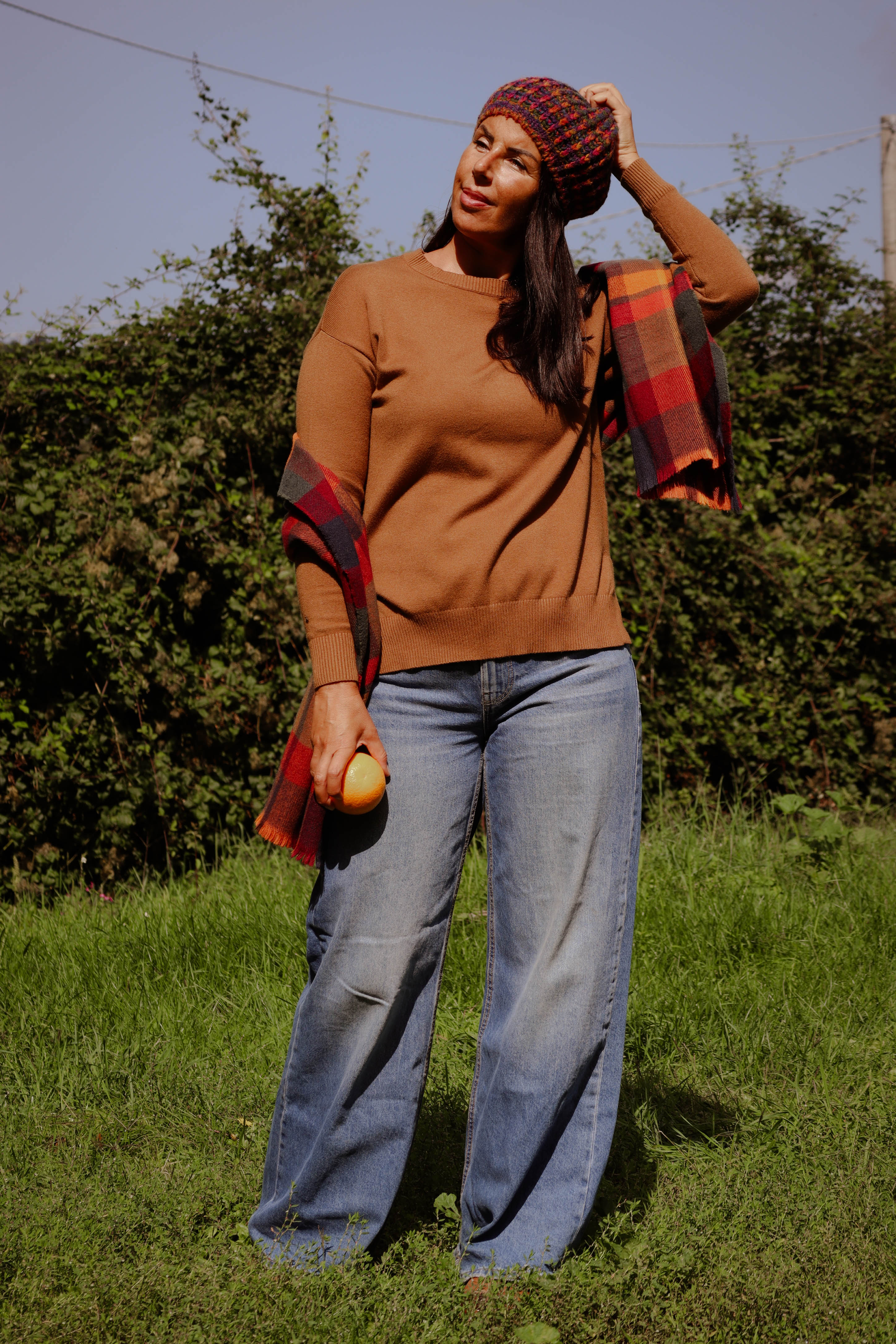 Maglione girocollo viscosa colore carammello