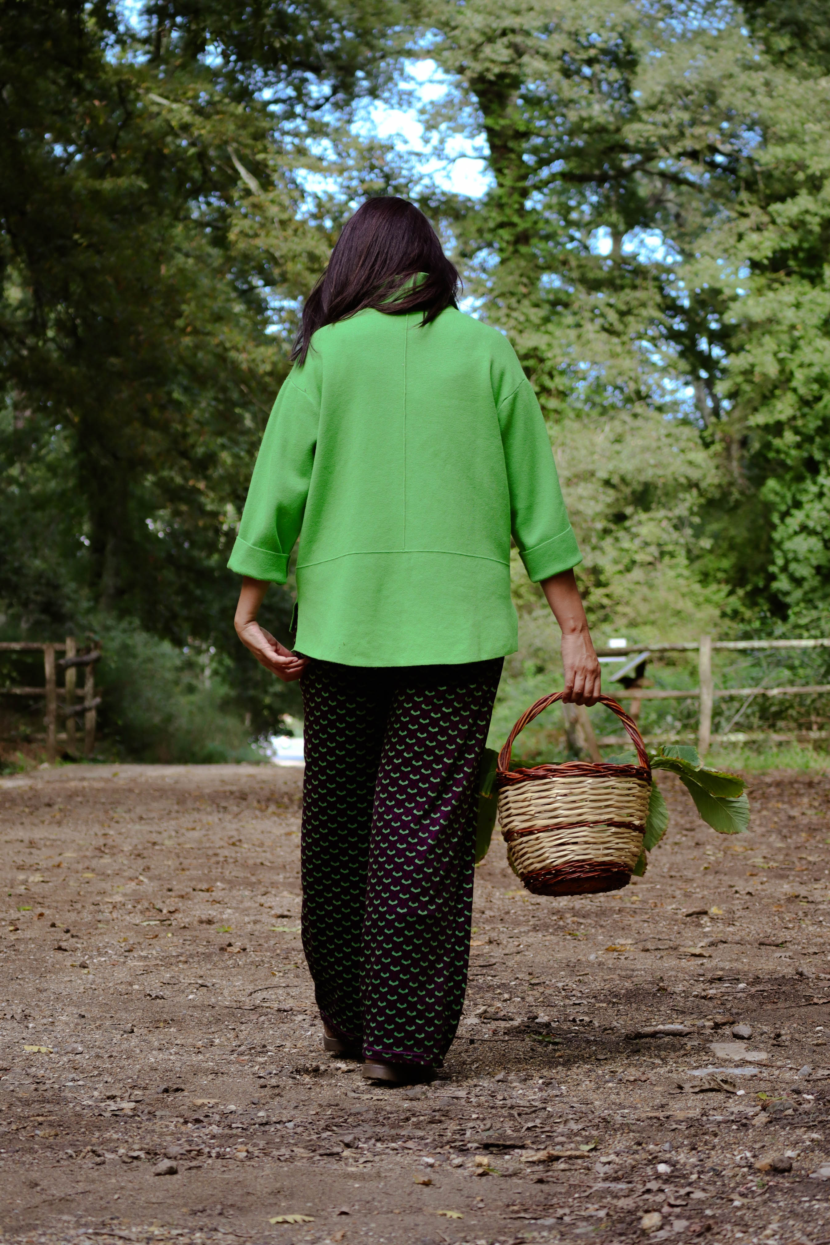 Giacca verde mela (filato di VISCOSA) taglio a scatola quadrato e maniche kimono