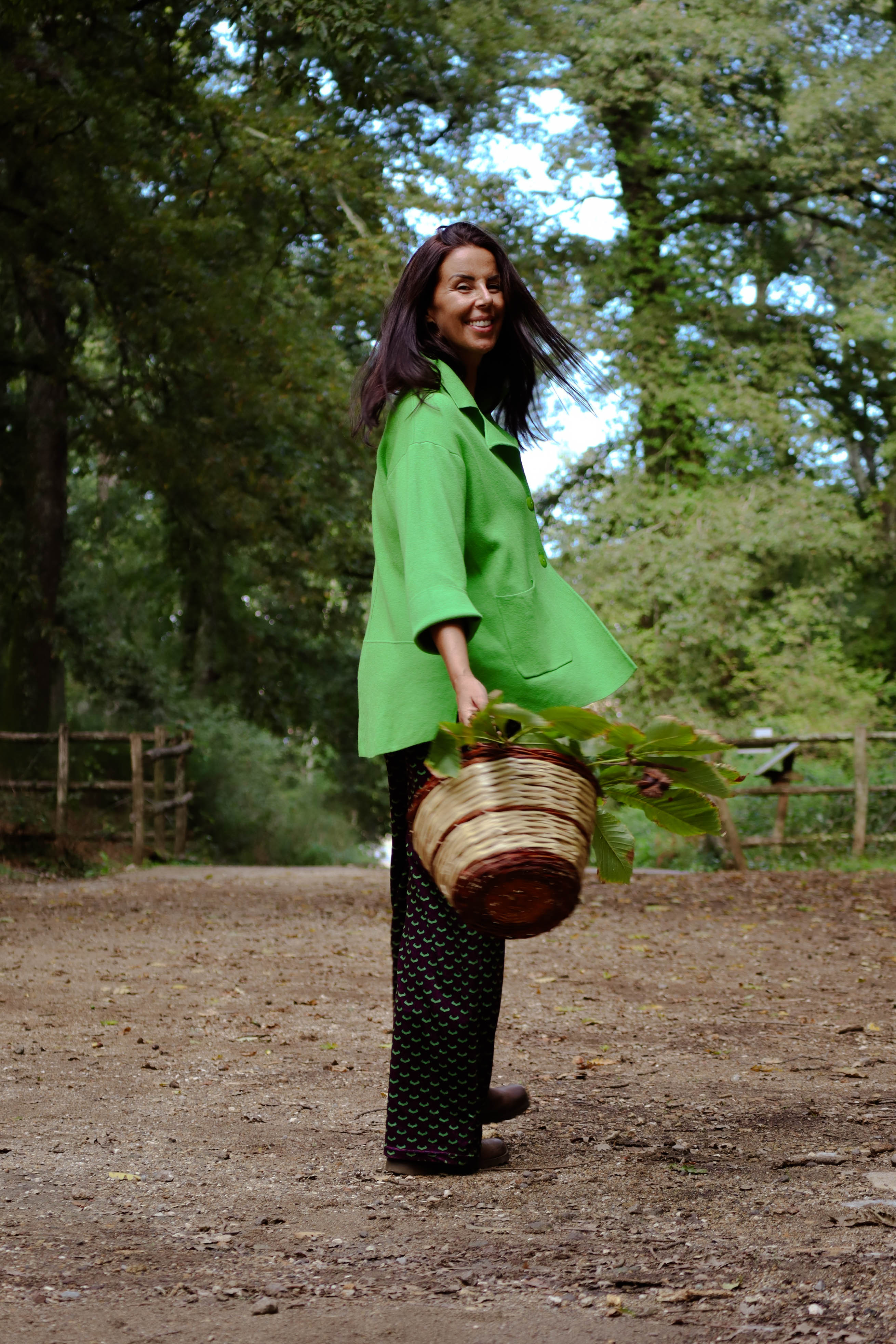 Giacca verde mela (filato di VISCOSA) taglio a scatola quadrato e maniche kimono