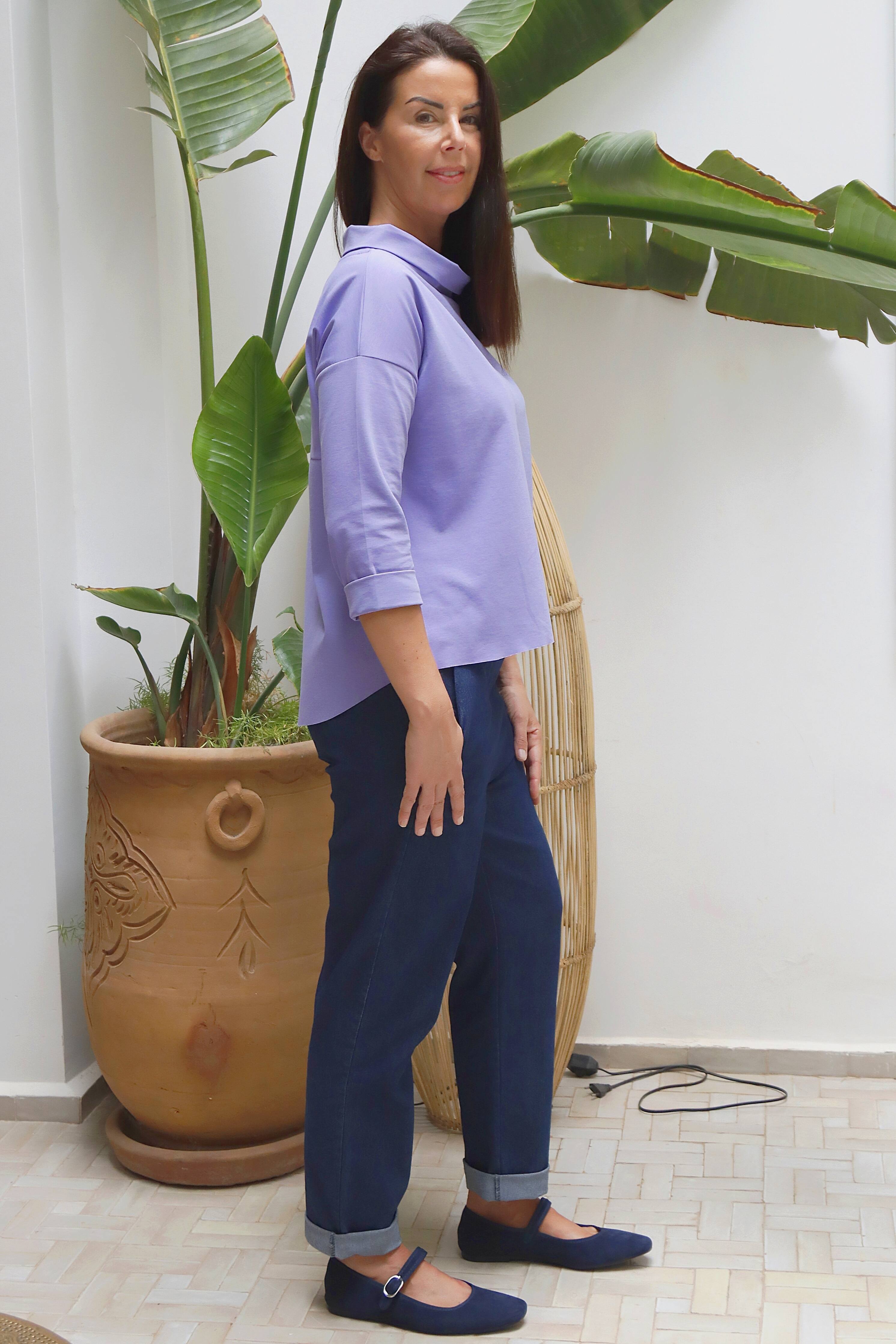 BLUSA GINEVRA LILLA (Cotone punto milano)