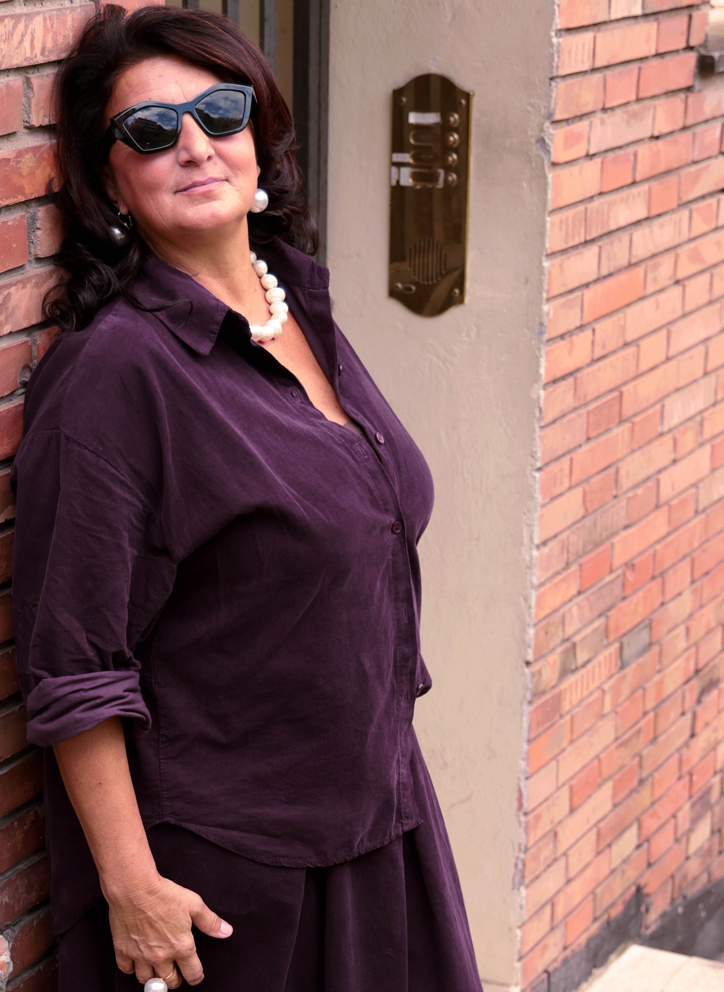 Soffio aubergine shirt (corduroy)