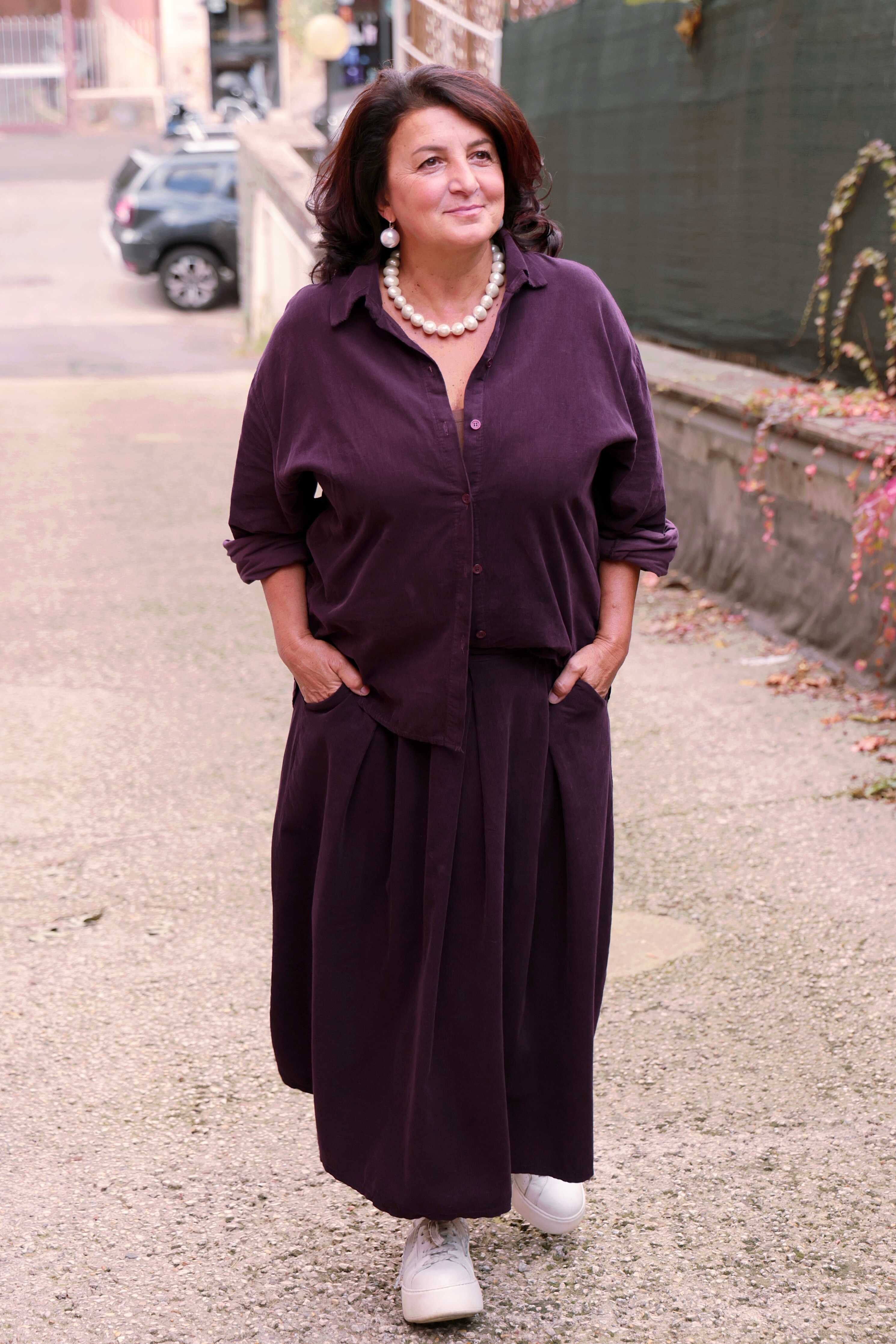 Camicia Soffio melanzana (velluto a costine)