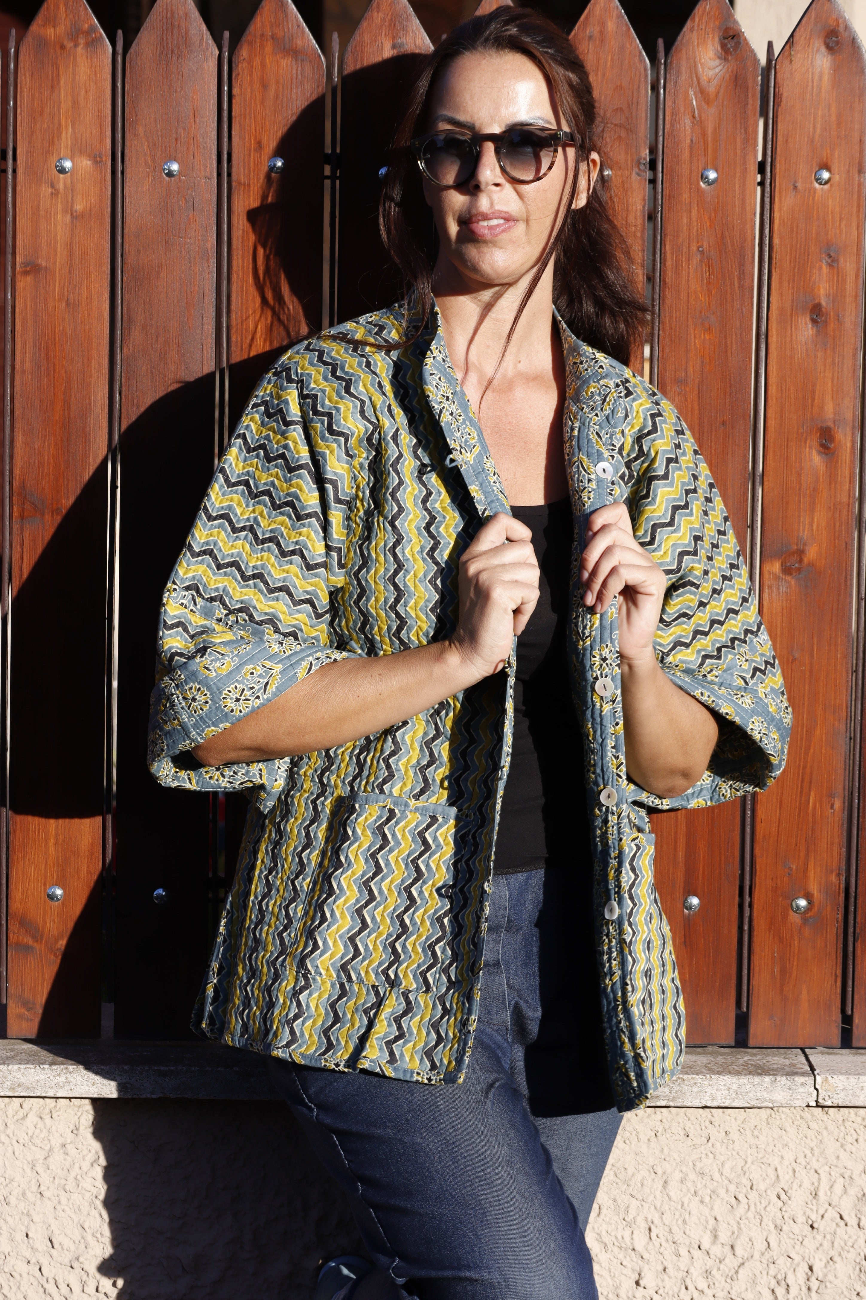 Giacca Trapuntata Granada GRIGIO NERO GIALLO Cotone (nuovo arrivo 🤩)
