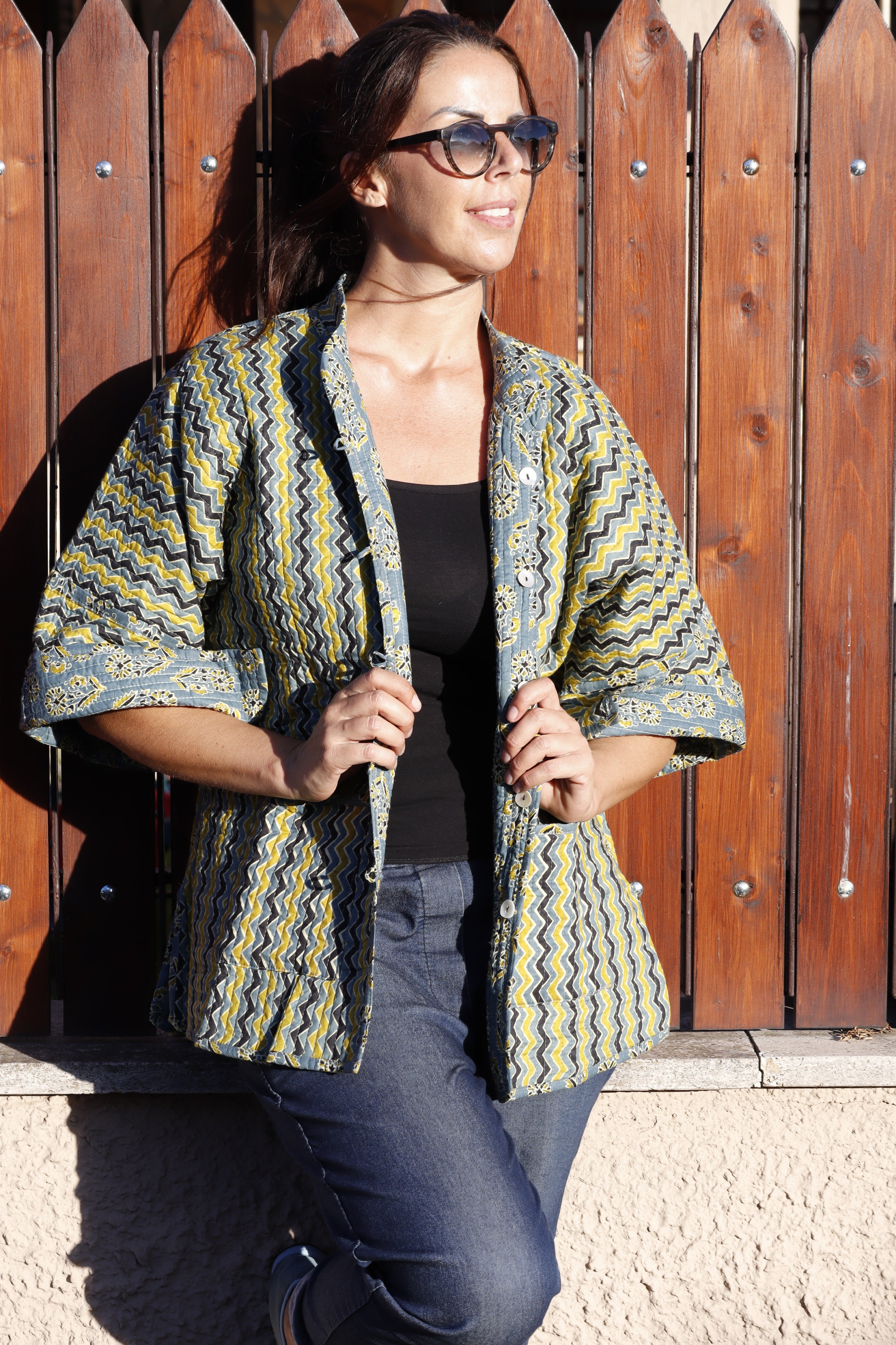 Giacca Trapuntata Granada GRIGIO NERO GIALLO Cotone (nuovo arrivo 🤩)