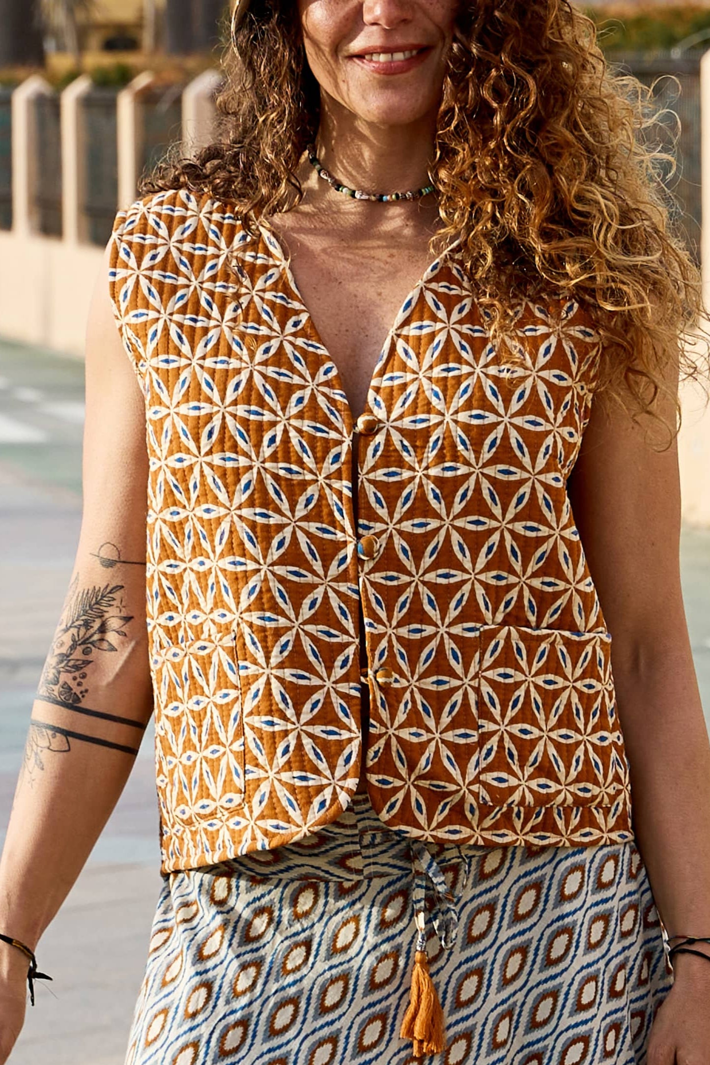 Gilet Trapuntato Double face Mix match 100% cotone Tarifa marisma