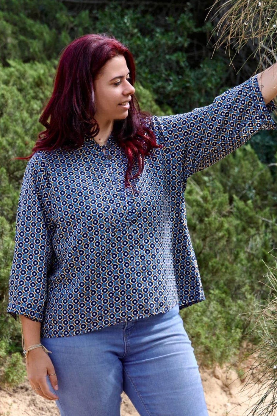 Blusa Seta fantasia geometrica Cordova