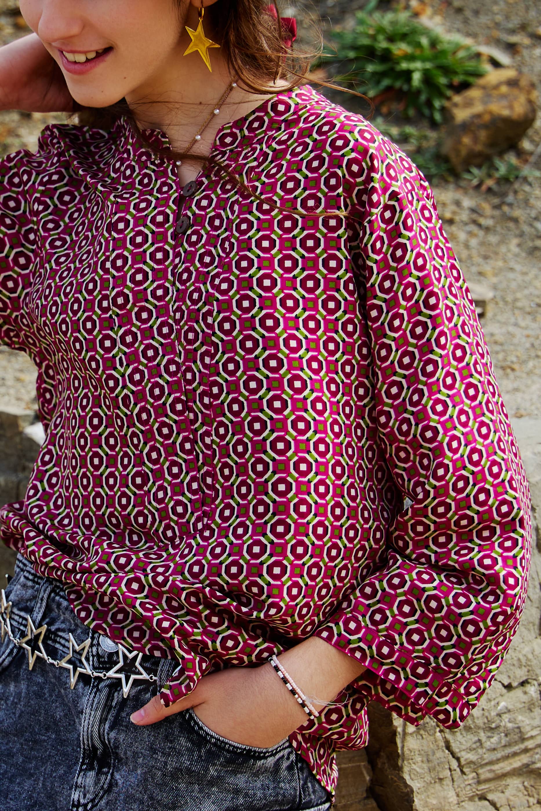 Blusa Seta fantasia geometrica Marbella