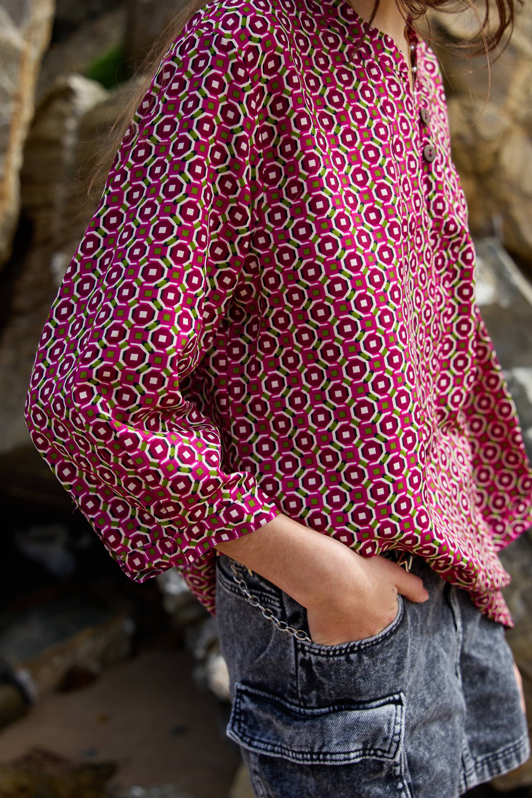 Blusa Seta fantasia geometrica Marbella