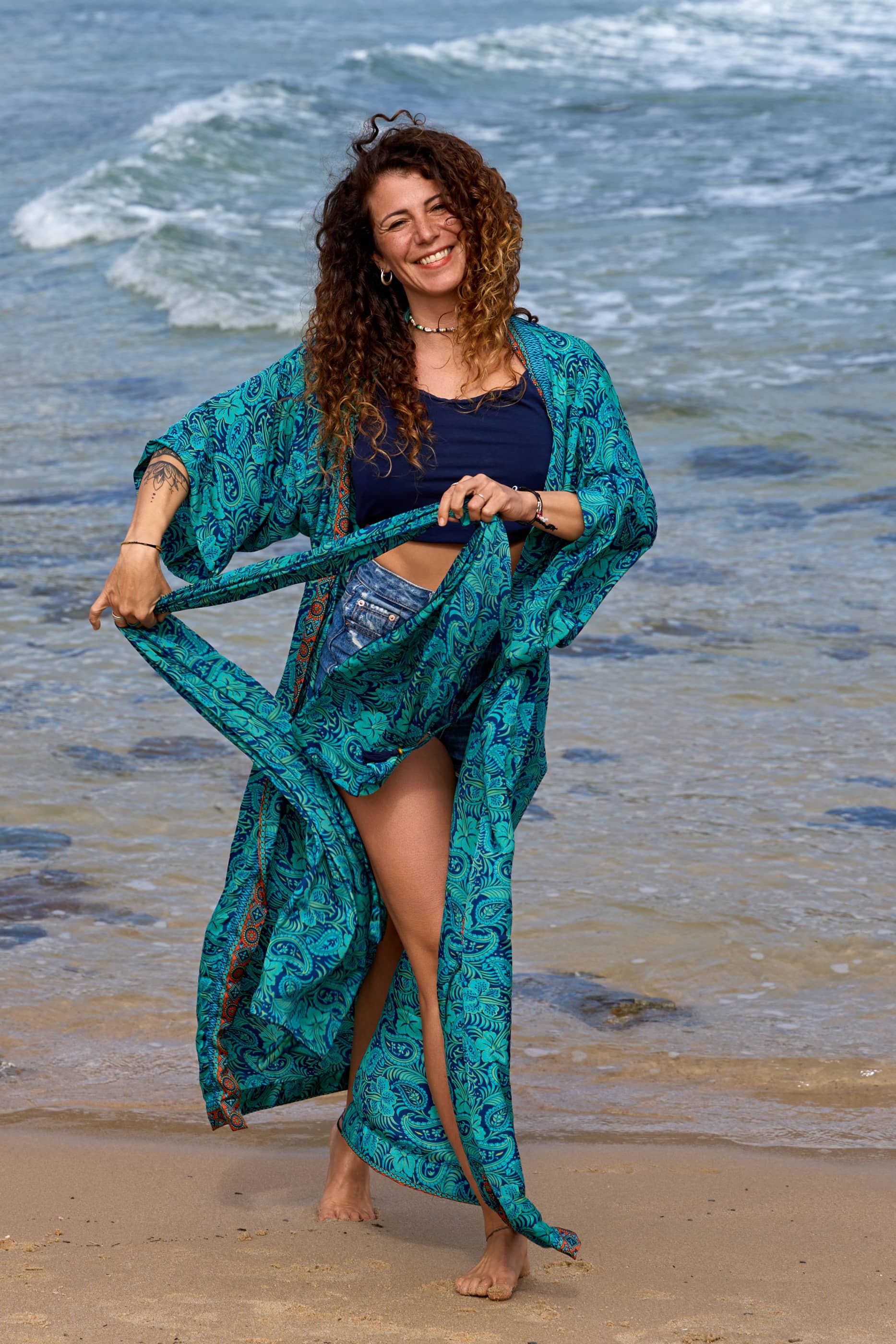 Kimono Seta lungo spolverino copricostume Marlin
