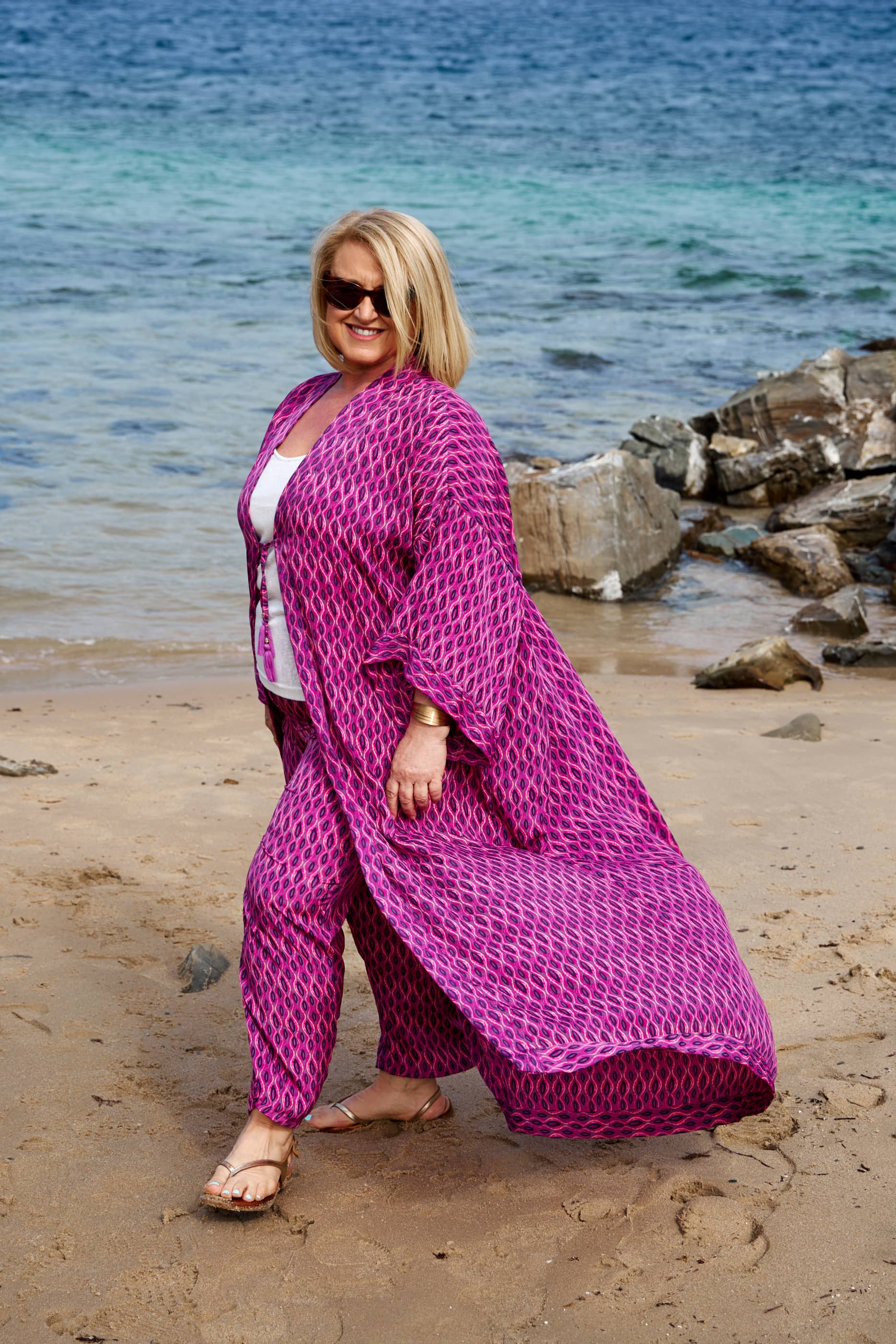 Kimono Seta lungo spolverino copricostume Cadiz encantada