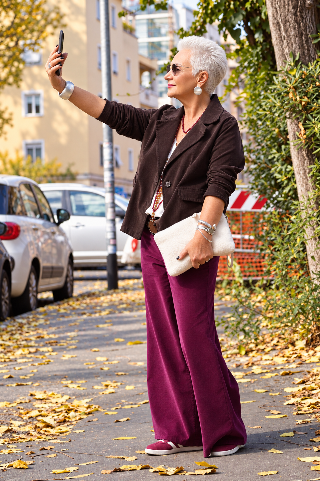 Giacca donna Levante marrone in velluto di cotone liscio, vestibilità 42–48