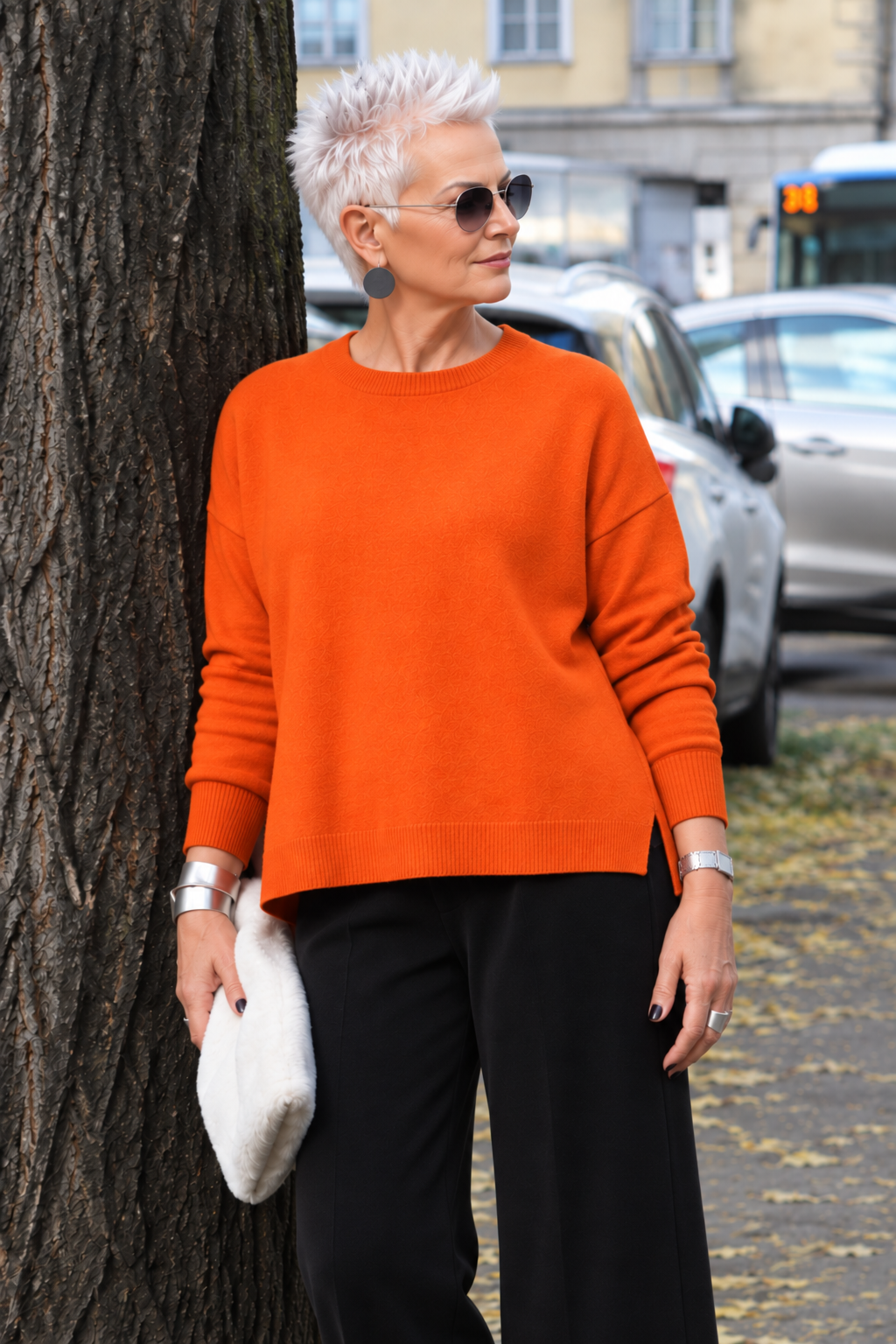 Maglione Bruma arancio donna in lana e cashmere Tessimete – foto prodotto