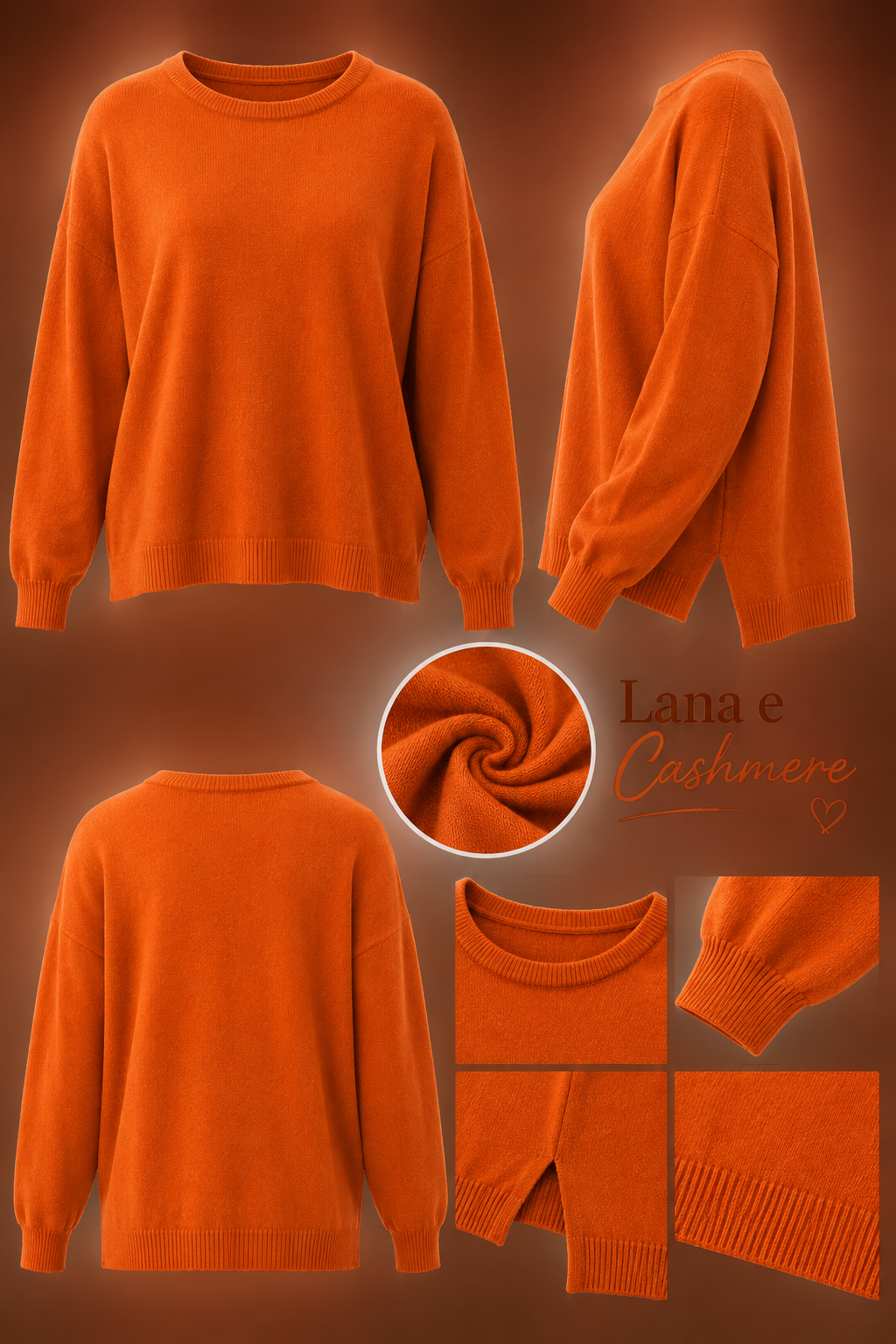 Maglione Bruma arancio donna in lana e cashmere Tessimete – look donna