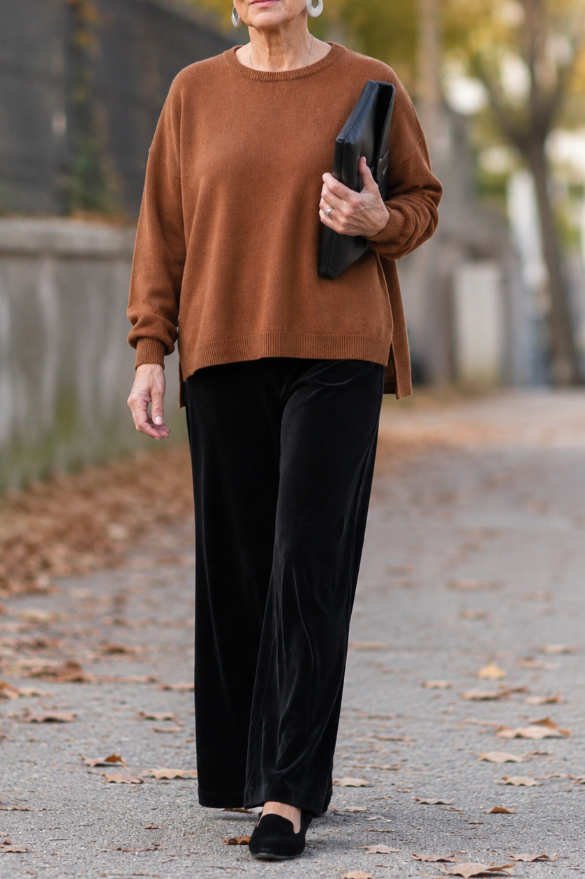 Maglione Bruma tabacco donna in lana e cashmere Tessimete – dettaglio del capo