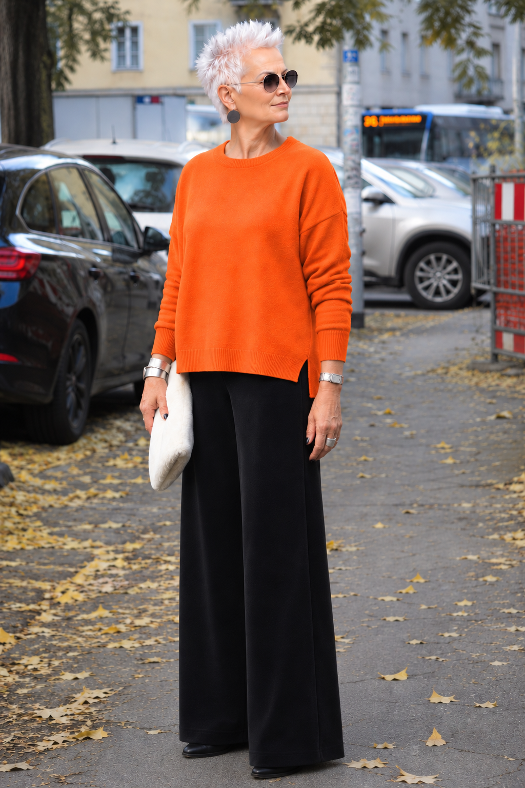 Maglione Bruma arancio donna in lana e cashmere Tessimete – dettaglio tessuto
