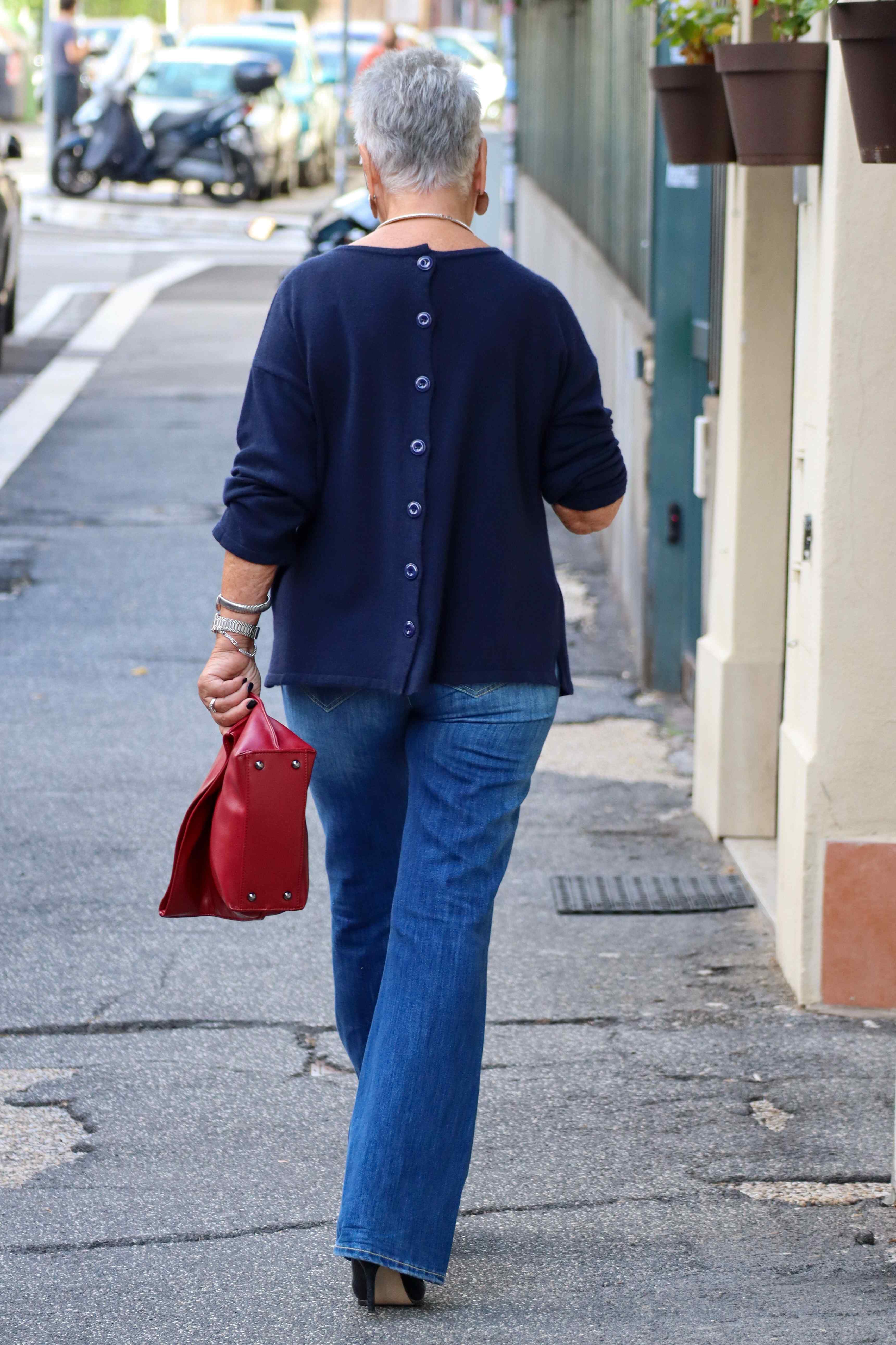 Maglione Gemma d' inverno blu (lana e cashmere)