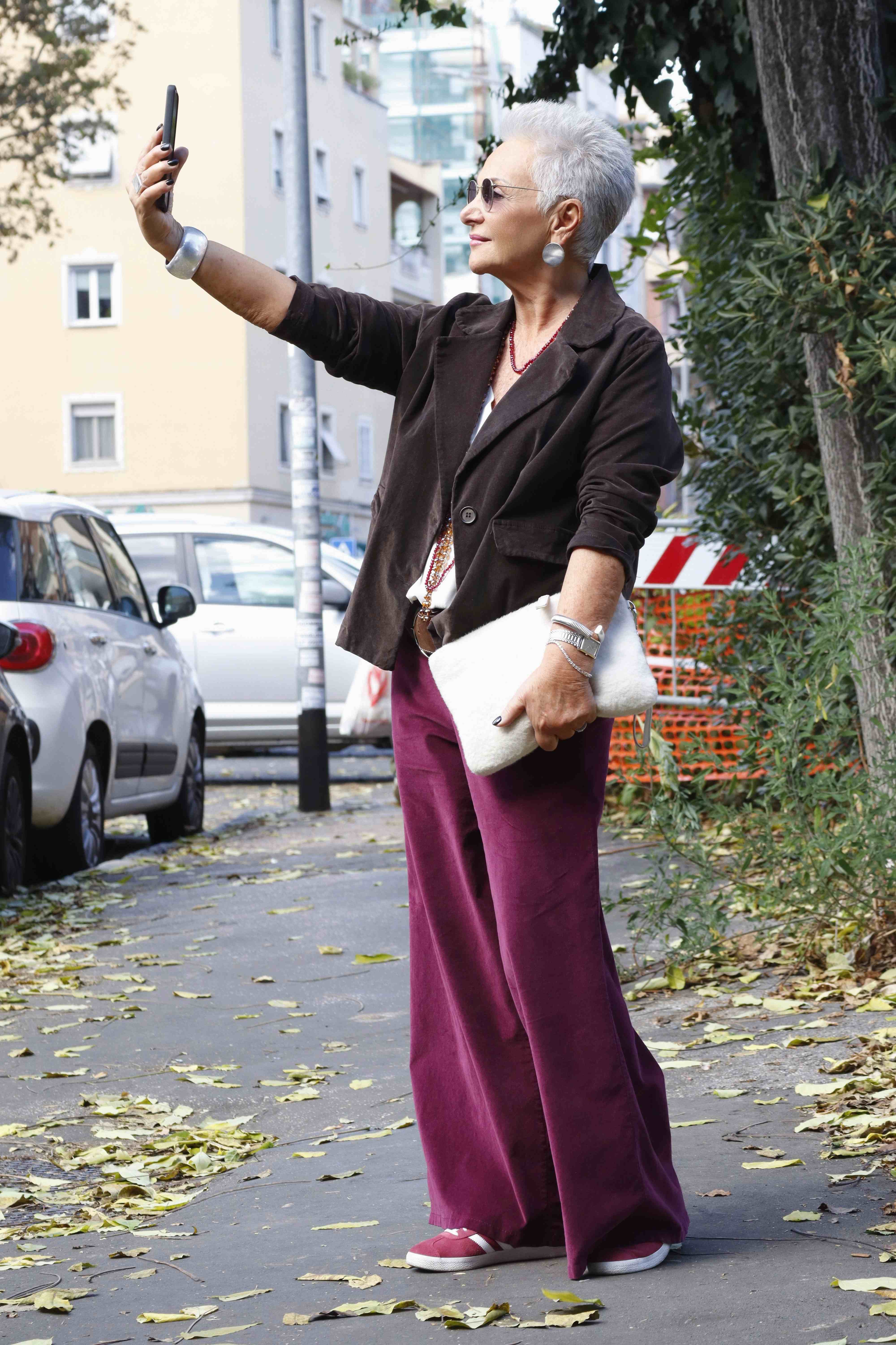 Pantalone Velvet Palazzo Bordeaux (velluto liscio)