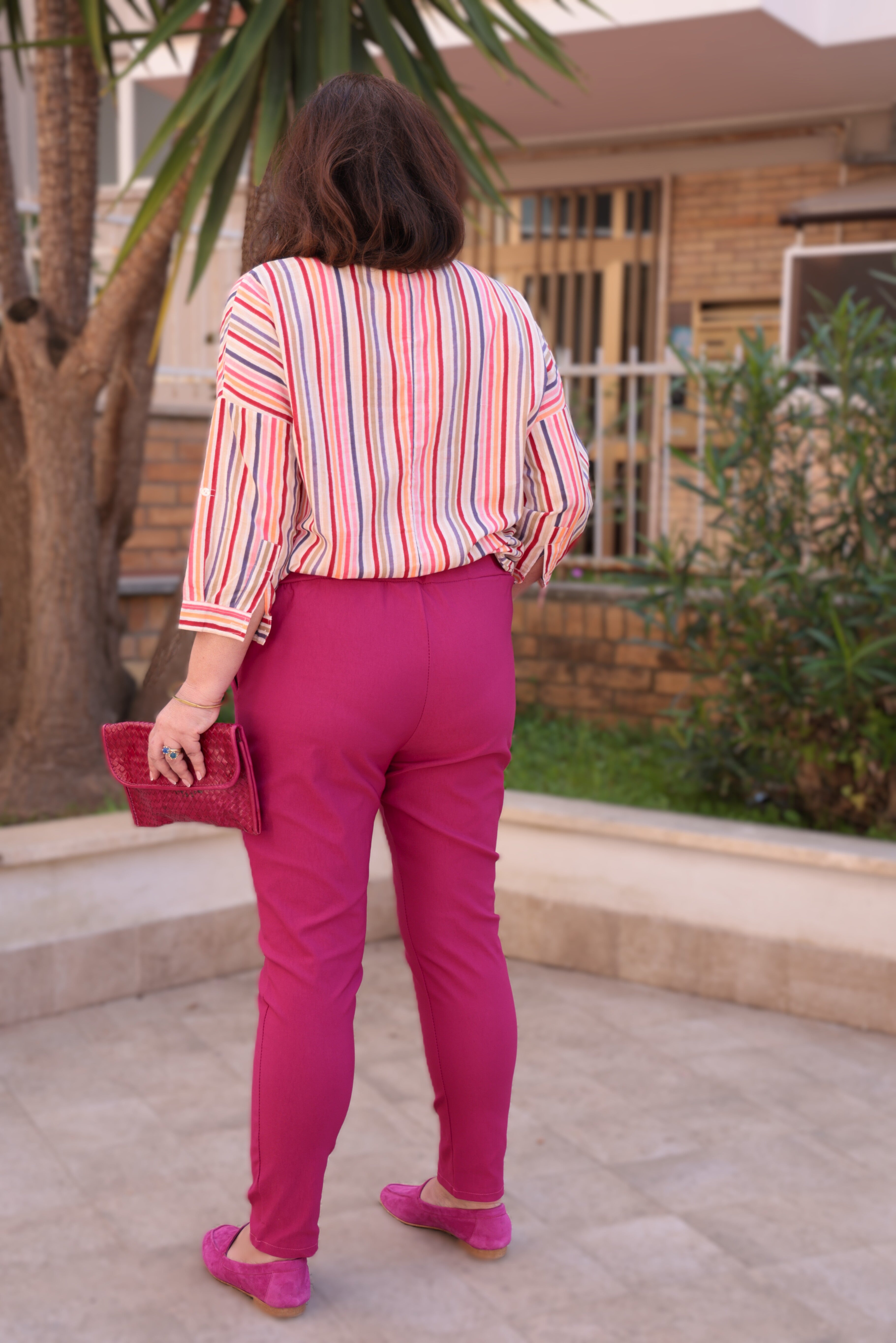 Camicia in cotone a righe multicolor vestibilità over