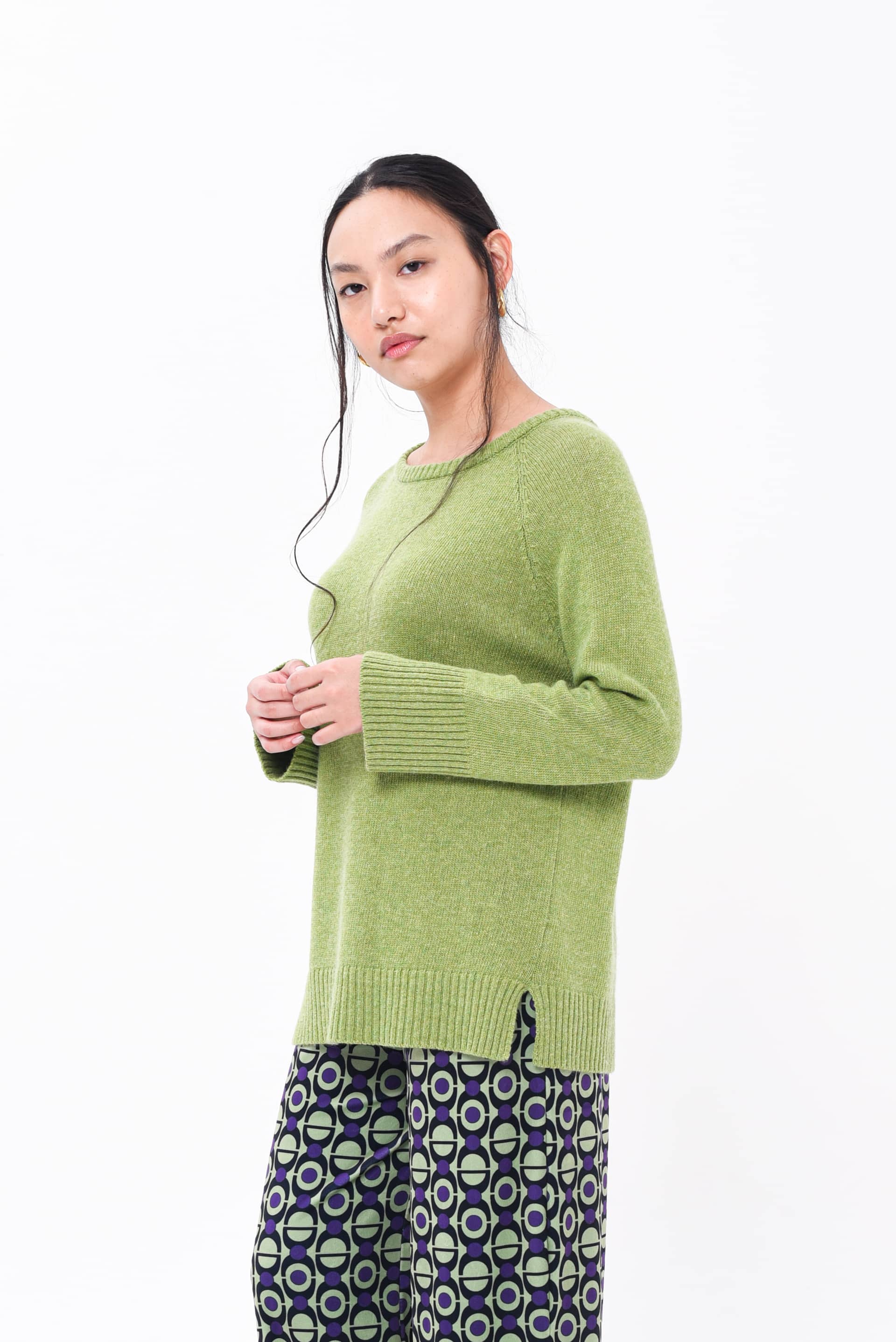 Maglione Raglan Lana Verde & Cashmere