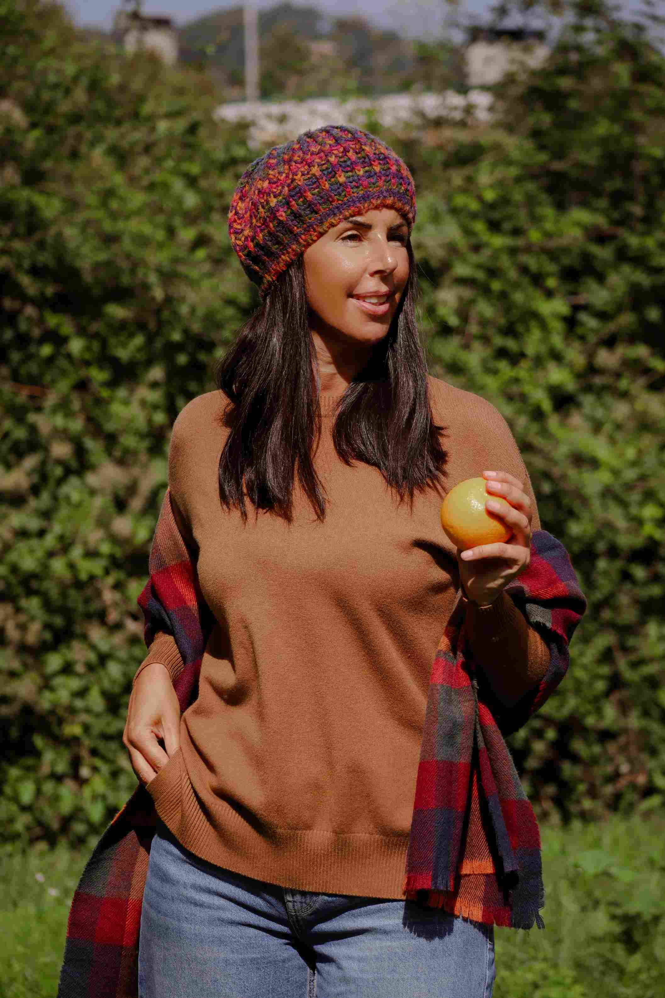 Caramel-colored "Winter Harmony" sweater (viscose)