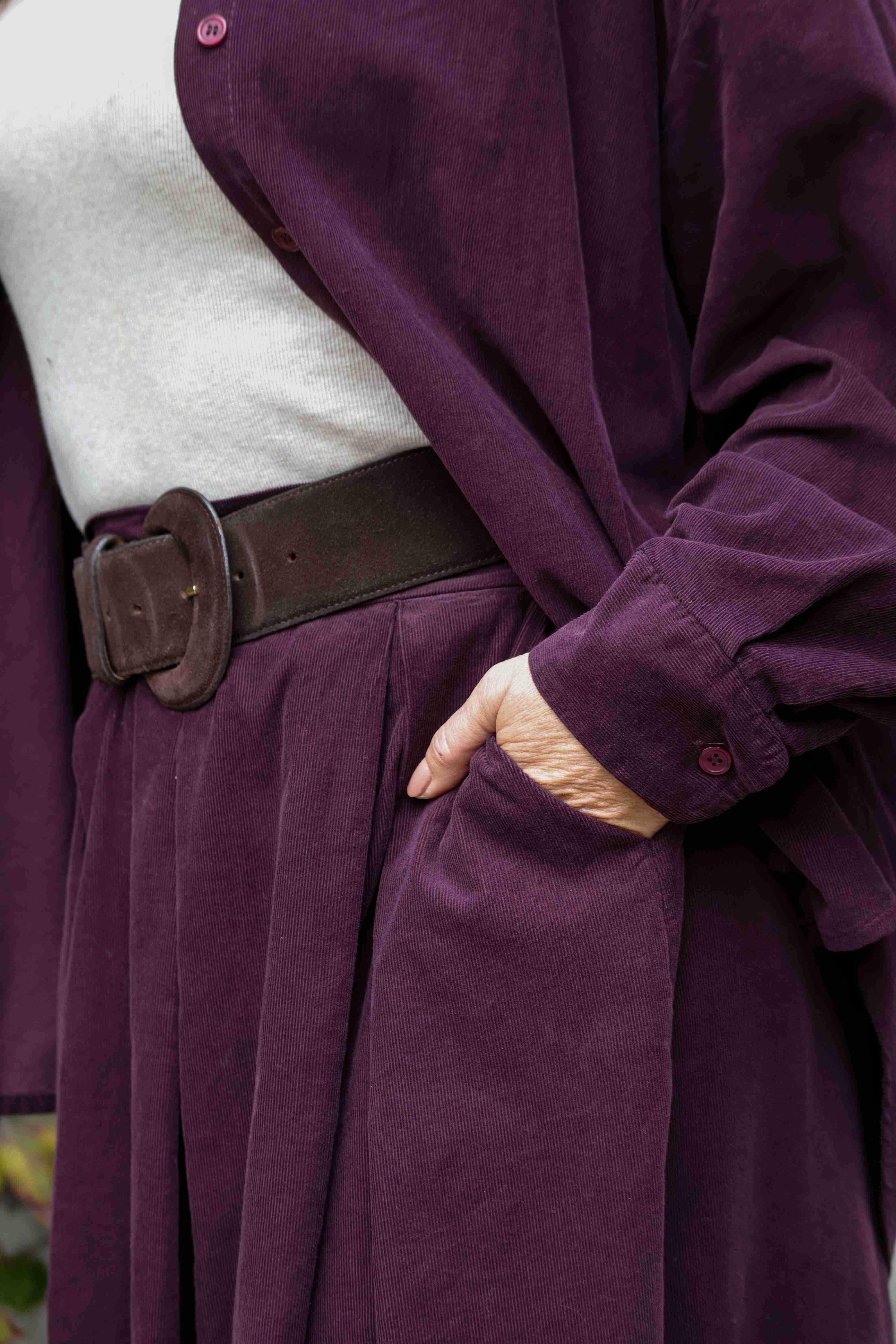 Gonna Essenza midi melanzana (velluto a costine)