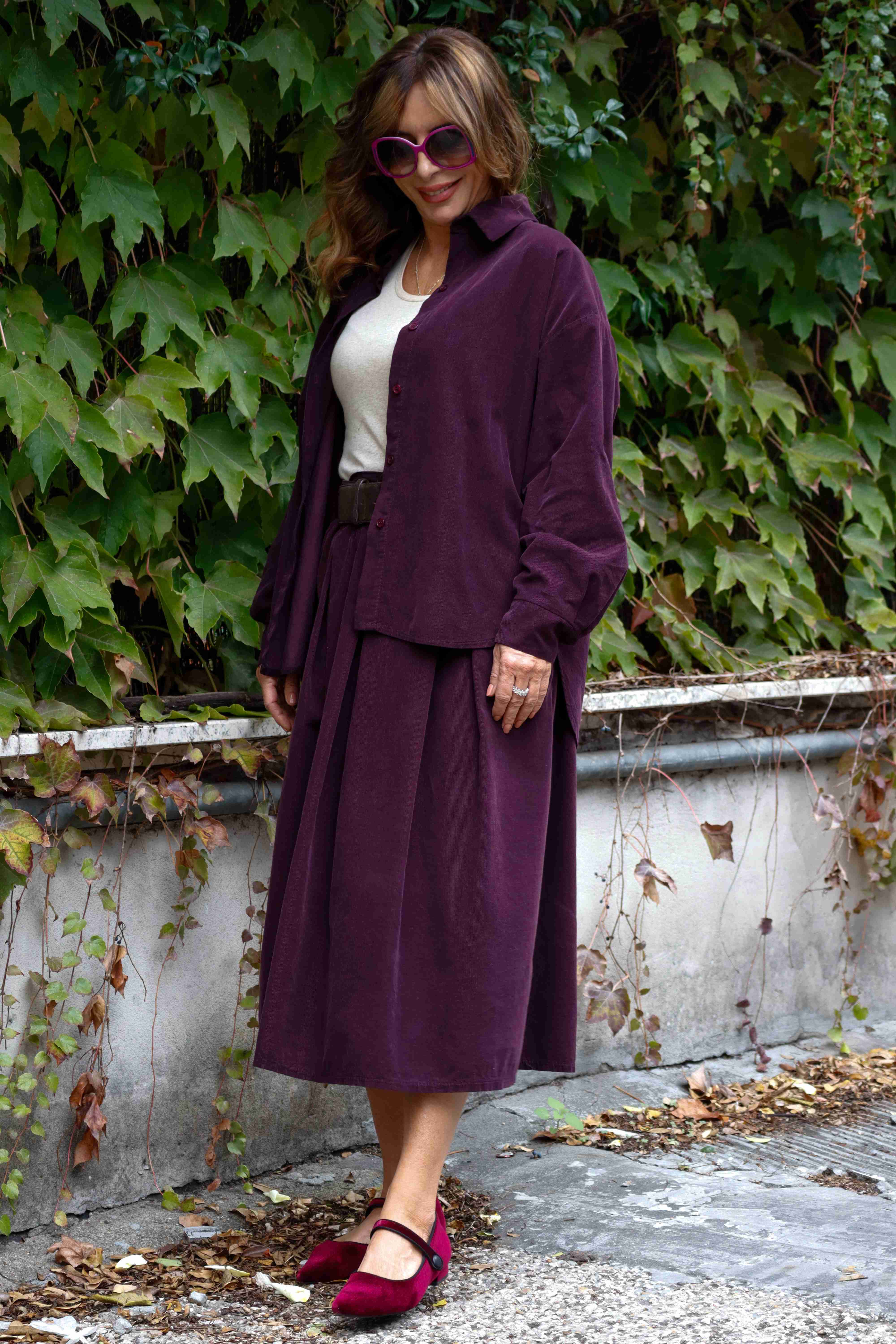 Camicia Soffio melanzana (velluto a costine)