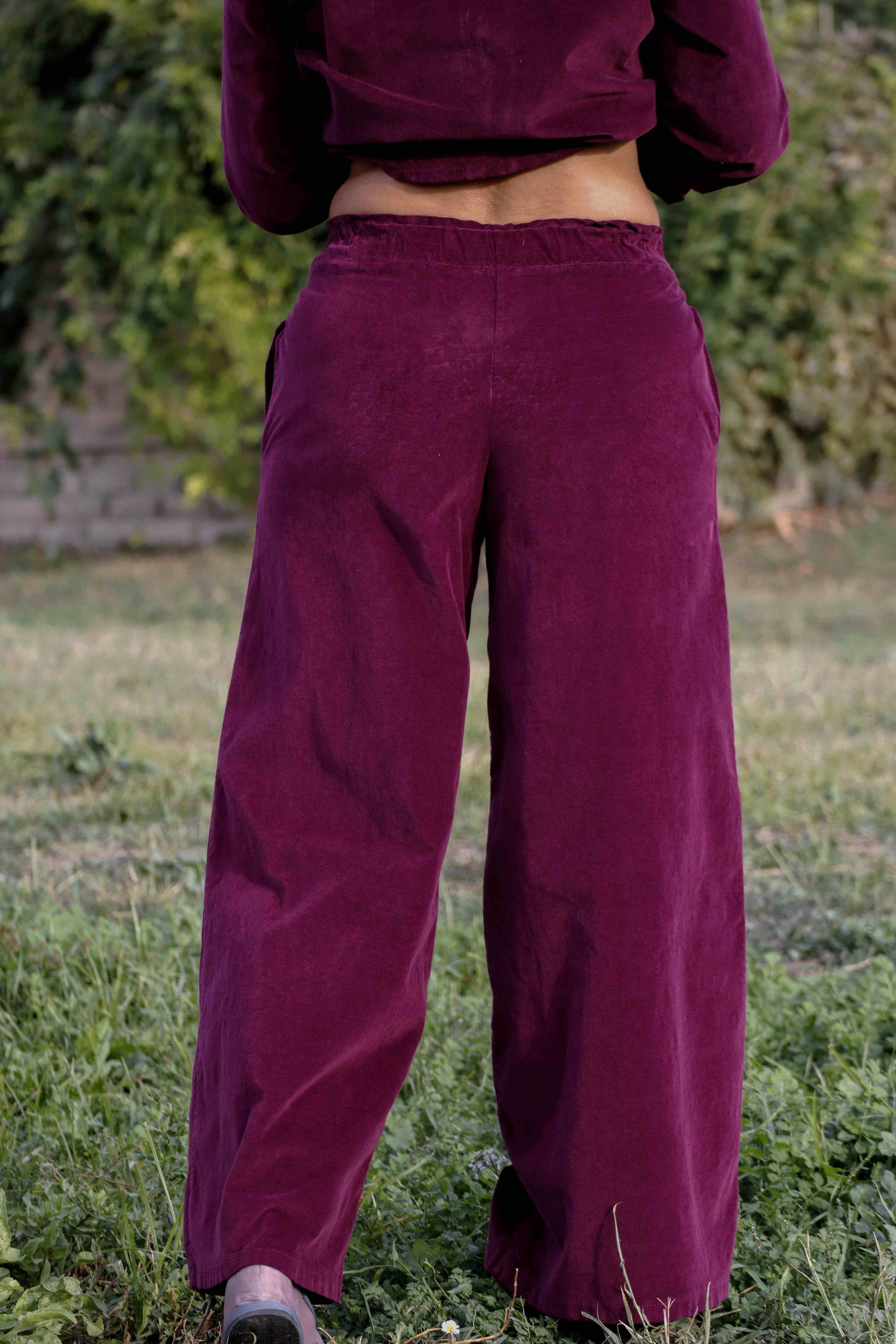 Pantalone Velvet Palazzo Bordeaux (velluto liscio)