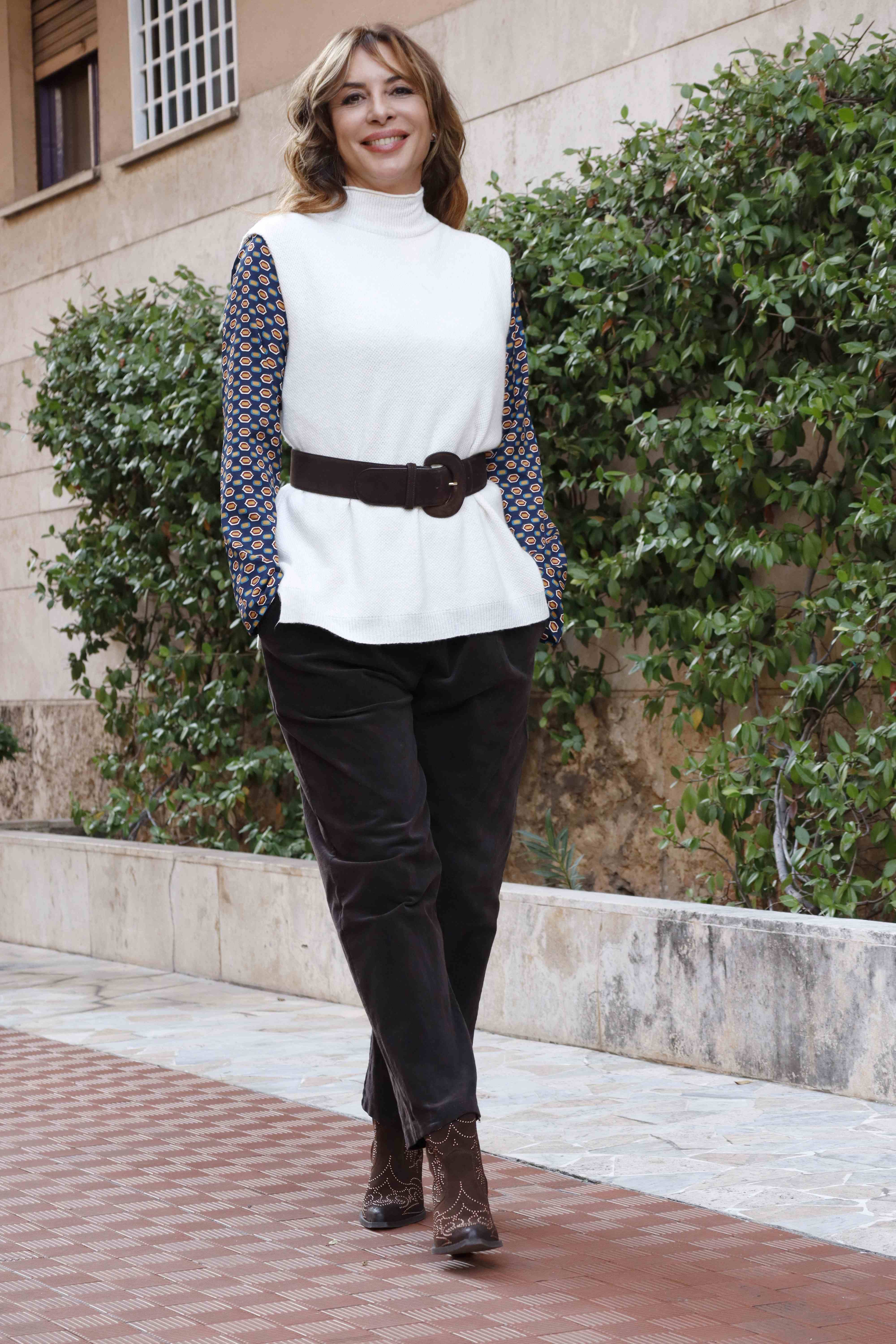 Chaleco blanco con punto de arroz (lana y cachemir) 