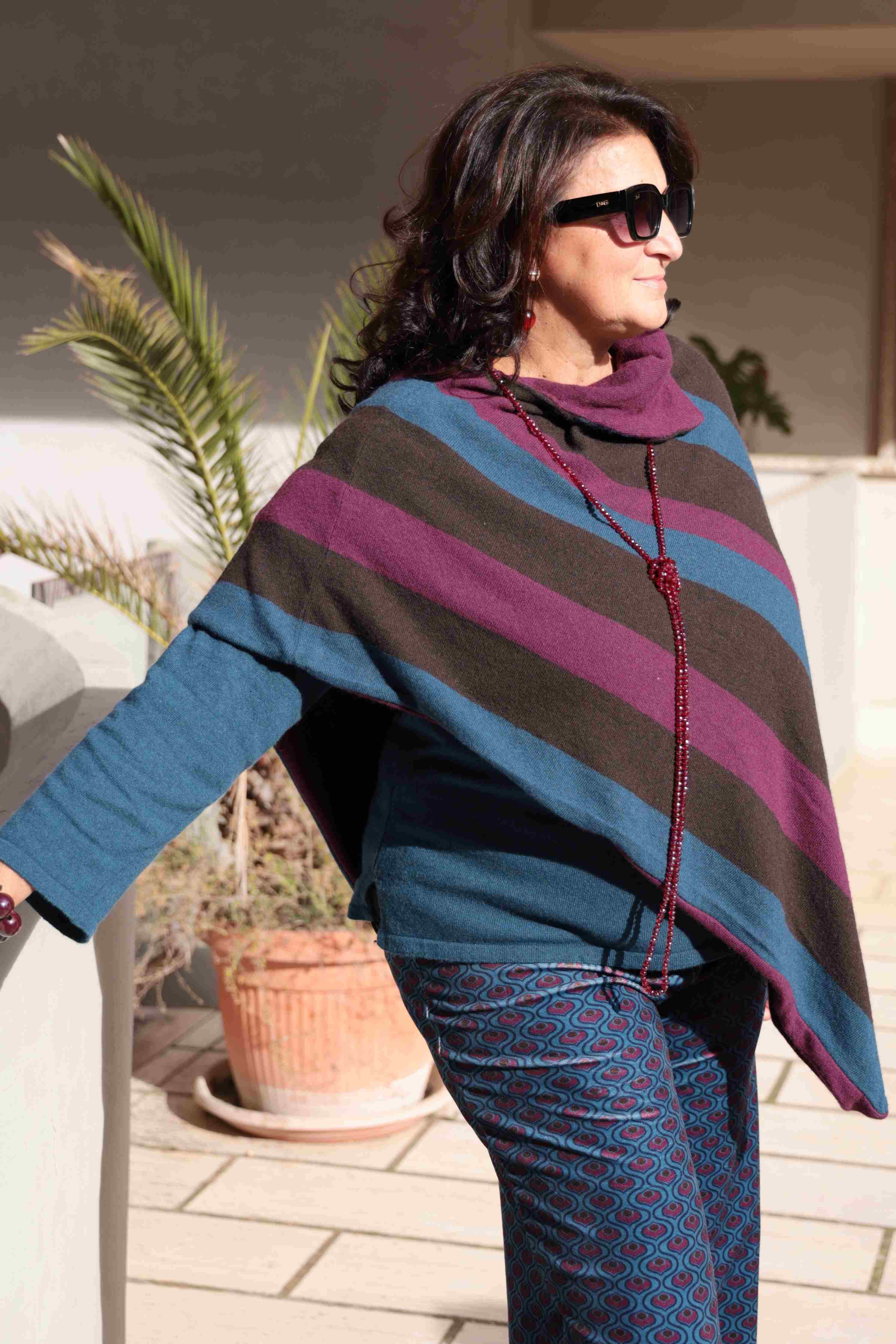 Poncho Douceur Double Bordeaux (lana e cashmere)